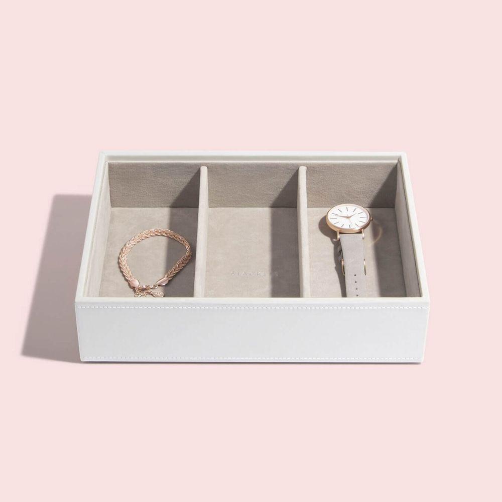 Stackers Classic Jewelry Tray Set - White Organizer for Rings, Earrings & Necklaces | Perfect for Vanity, Dresser & Travel Jewelry Storage