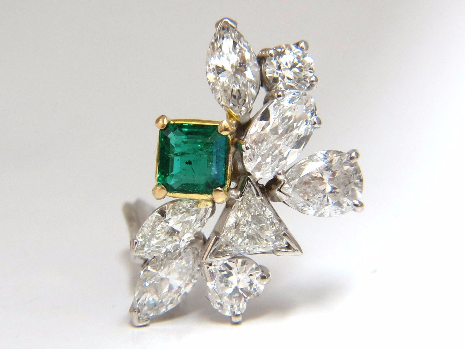 10.90ct Natural Emerald and Diamond Crescent Cocktail Earrings | Elegant Statement Jewelry for Evening Parties, Weddings & Special Occasions