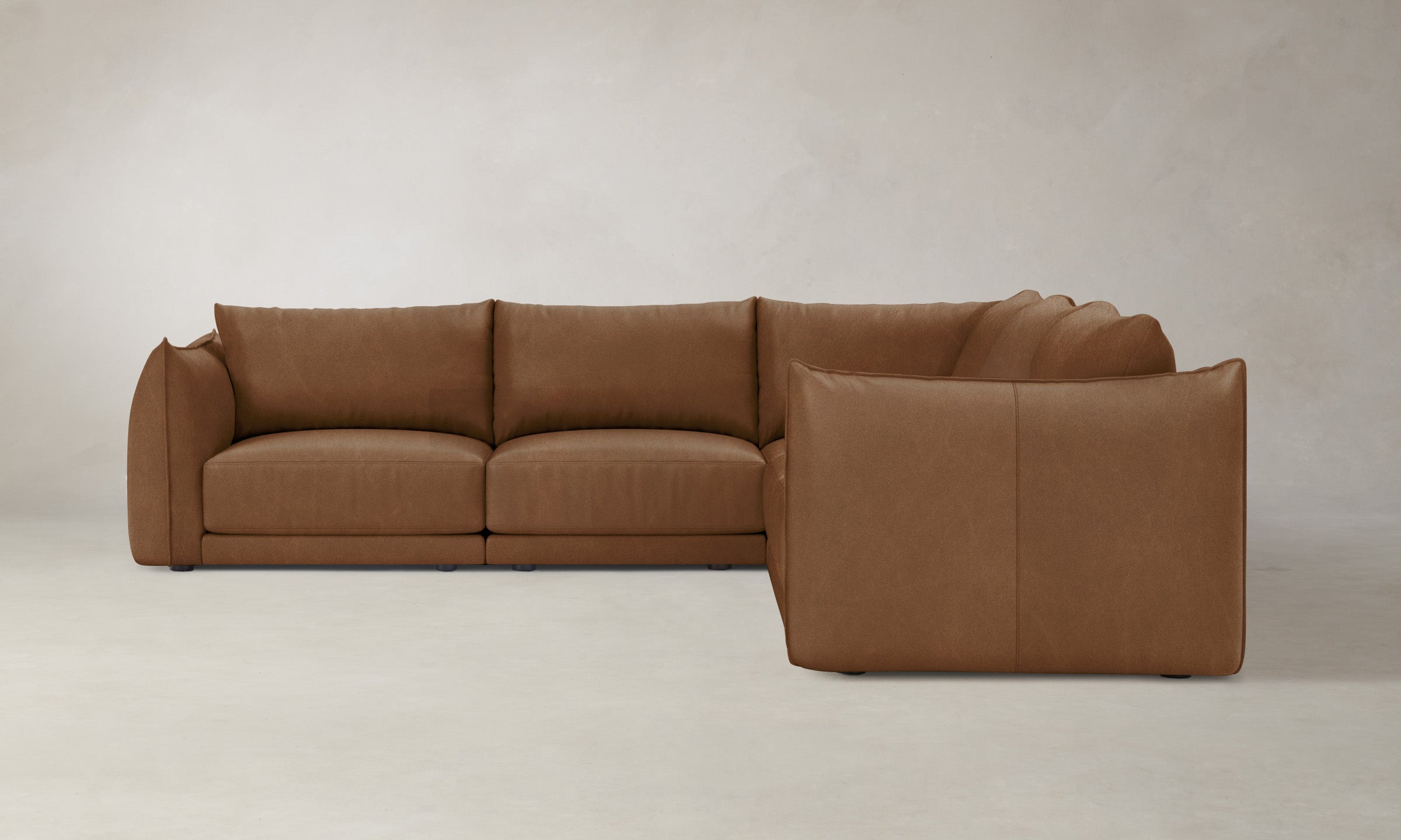 Premium Jones Modular Sectional Sofa in Tuscan Leather Cognac - Luxurious Living Room Furniture for Modern Homes & Entertaining Guests