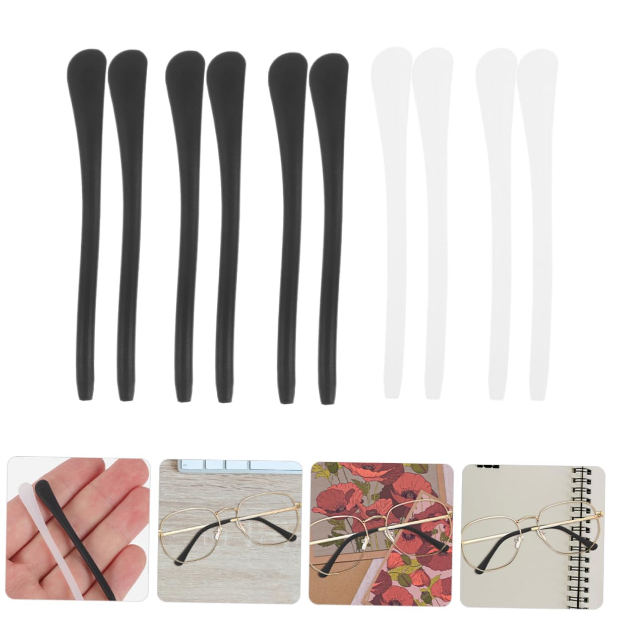 5 Pairs Non-Slip Glasses Hooks & Leg Covers - Eyeglass Ear Hooks Replacement Parts & Accessories for Secure Fit - Perfect for Reading, Sports, and Daily Use