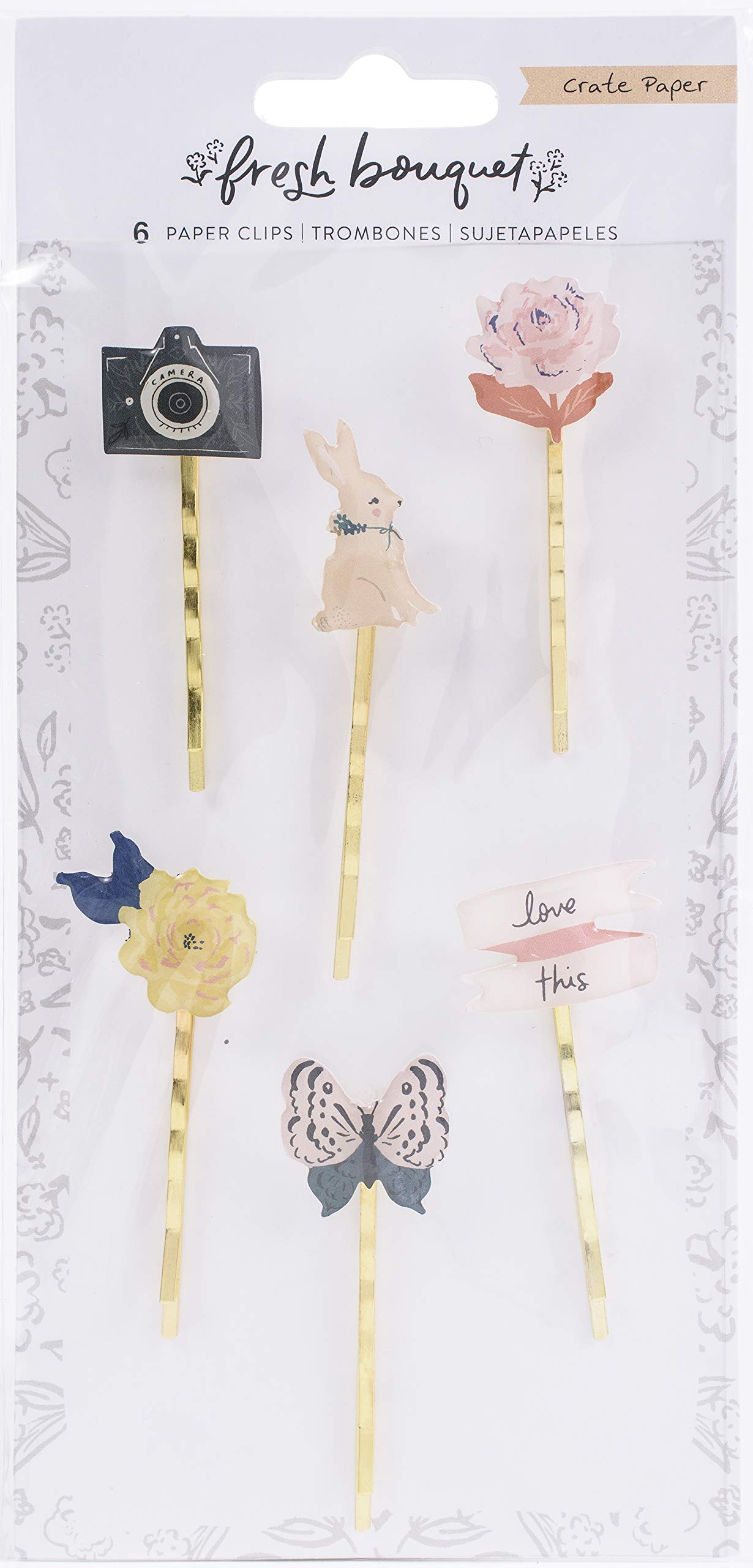 Crate Paper Fresh Bouquet Clips - Decorative Floral Paper Clips for Scrapbooking, Journaling, and DIY Crafts - Perfect for Wedding Invitations, Greeting Cards, and Photo Albums