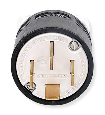 4 Wire Industrial Straight Blade Plug 120/208VAC 60A - Heavy Duty Electrical Connector for Commercial & Industrial Equipment