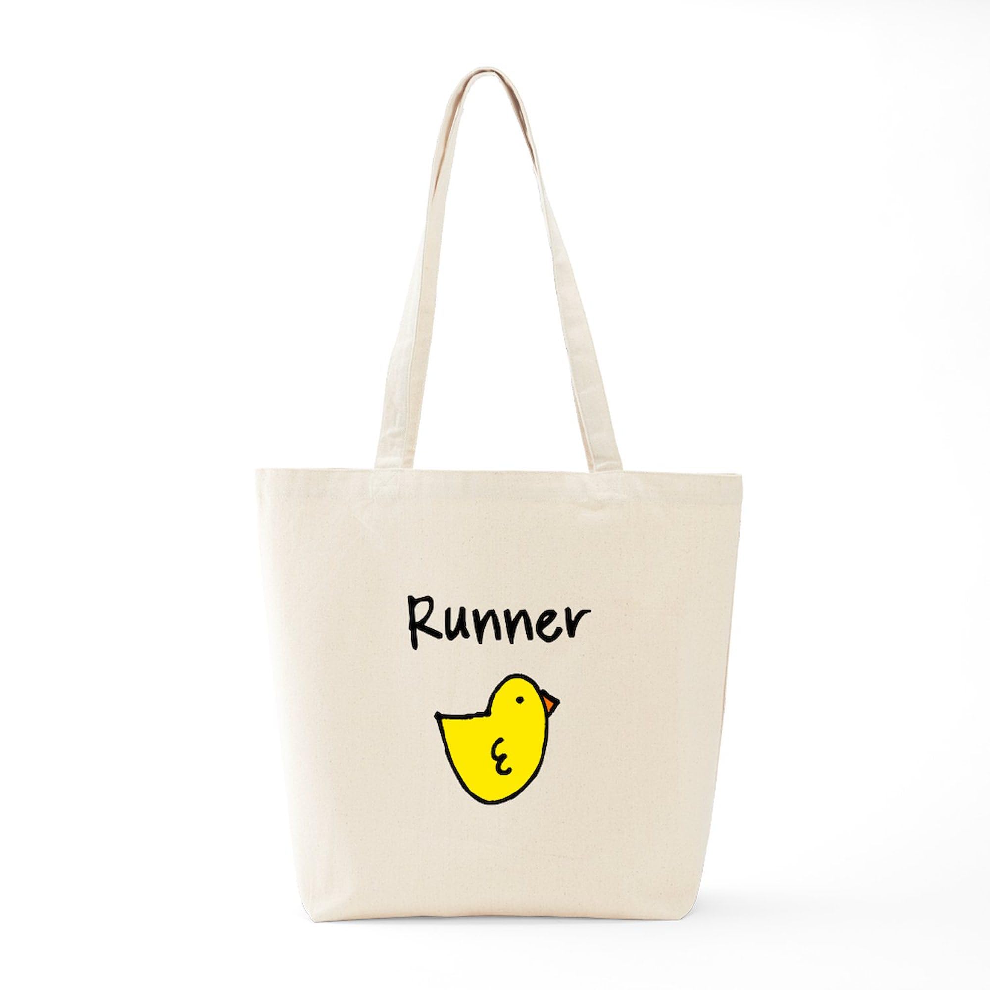 Runner Chick Tote Bag - Natural Canvas Reusable Shopping Bag for Women | Eco-Friendly Grocery Tote | Perfect for Running Errands, Gym, Beach & Farmers Market