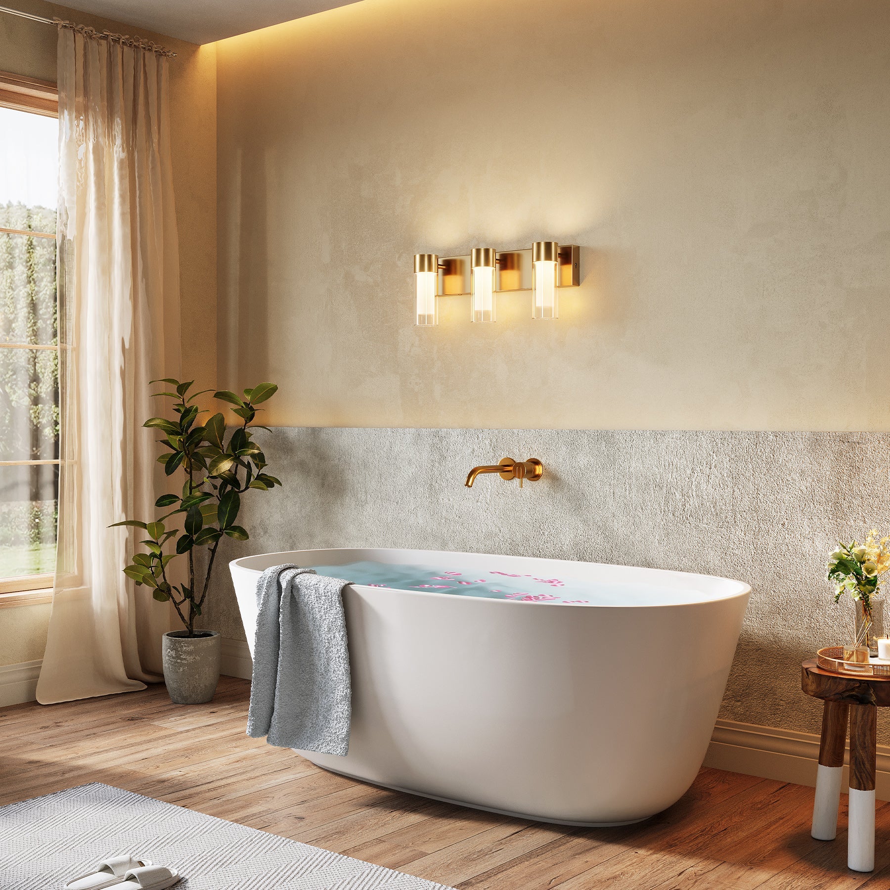 3-Light Modern Bathroom Vanity Wall Lights with Clear Glass Shades - Perfect for Bathroom, Powder Room & Dressing Room Lighting