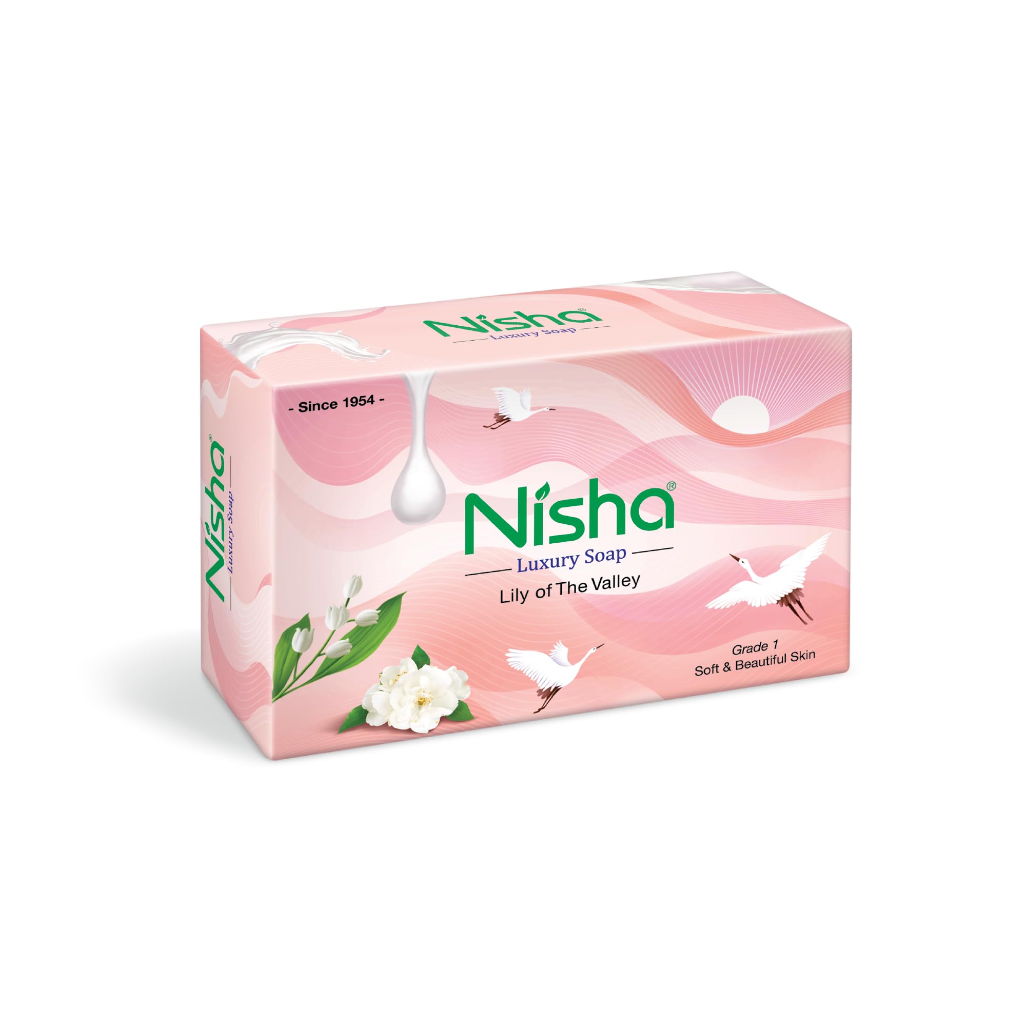 Nisha Luxury Handmade Soap - Lily of the Valley Scented (100g x 5 Pack) - Natural Moisturizing & Exfoliating Bar Soap for Women & Men - Perfect for Daily Skincare, Gift Sets & Spa Days