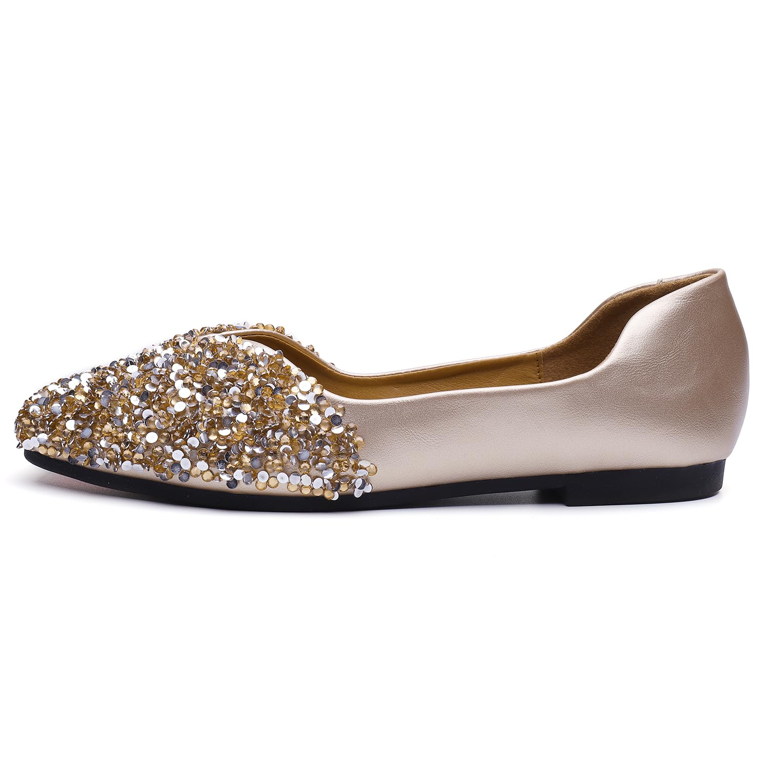 Sparkly Rhinestone Ballet Flats for Women - Comfortable Square Toe Slip-On Dress Shoes for Wedding, Party & Work - Low Heel Fashion Shoes for Everyday Wear