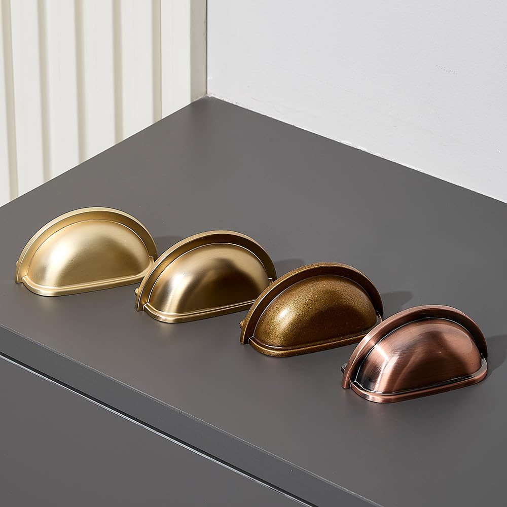 10 Pack HARPOON 3 Inch Kitchen Cabinet Pulls - Antique Copper Bin Cup Drawer Handles for Modern & Vintage Cabinets | Perfect for Kitchen Remodeling, Bathroom Vanities & Furniture Upgrades