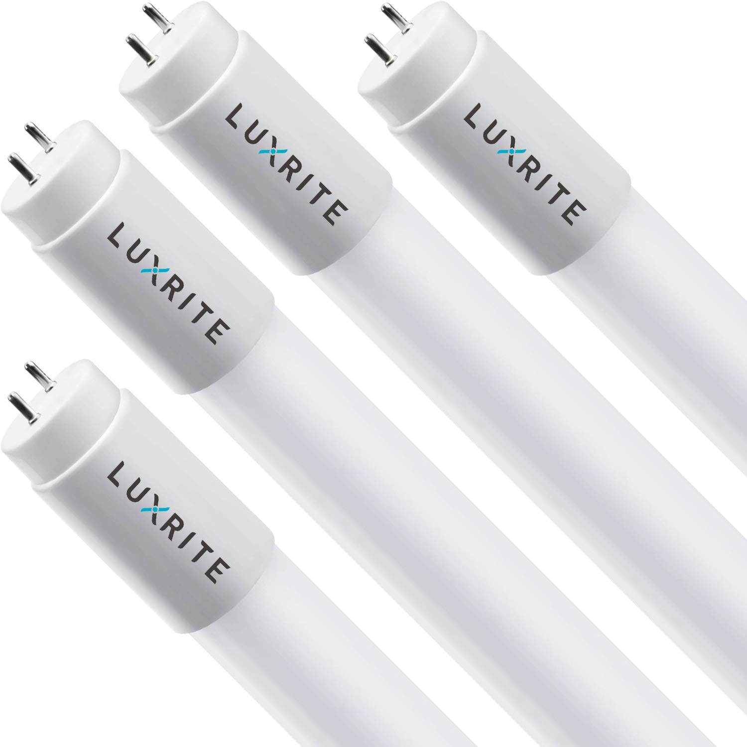 Luxrite 4FT T8 LED Tube Light - 13W=32W Equivalent, 3000K Soft White, Ballast/Bypass Compatible - Single/Double-End Powered, Plug & Play - Fluorescent F32T8 Replacement - Damp Rated (4 Pack) - Perfect for Offices, Warehouses & Home Garages
