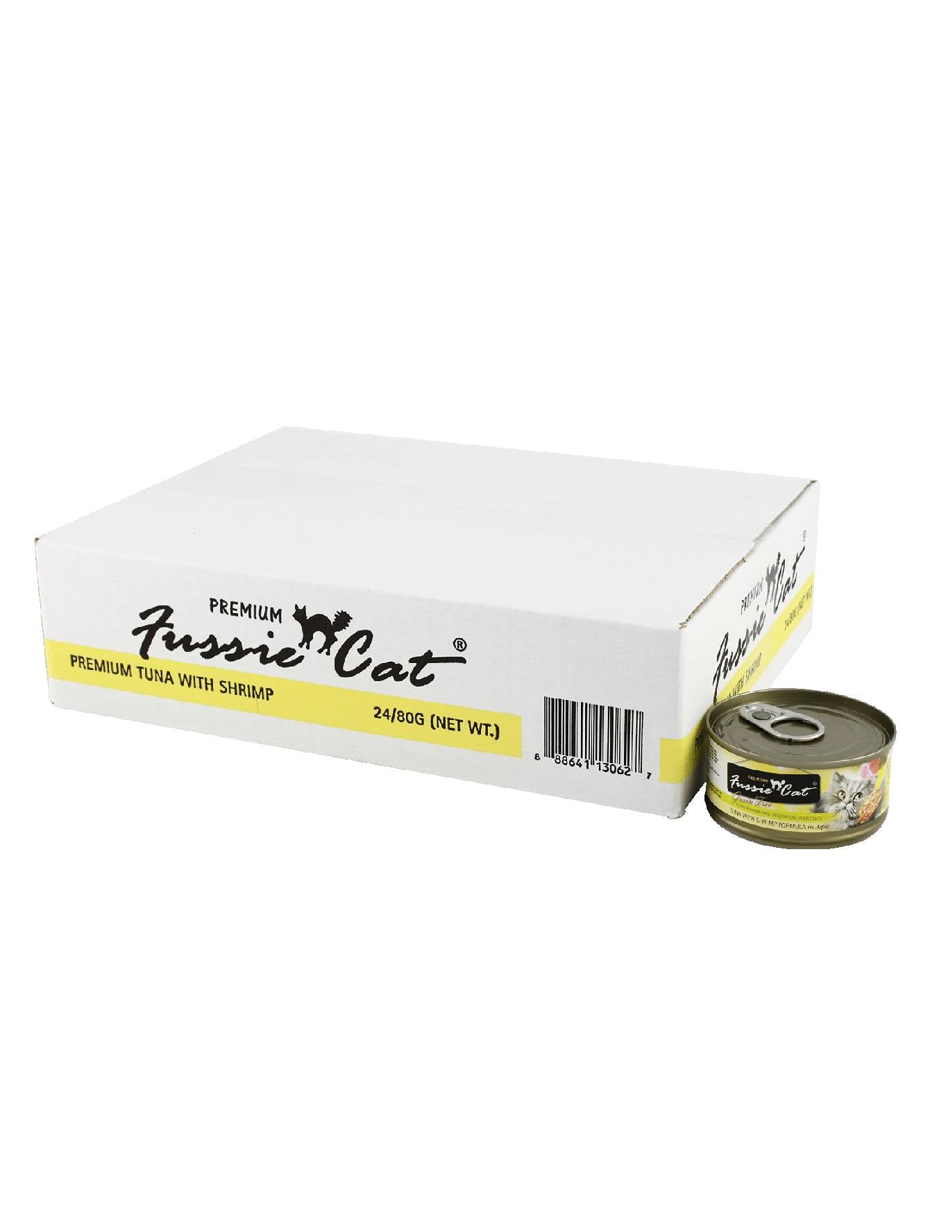 Premium Fussie Cat Black Label Tuna & Shrimp Wet Cat Food - Grain-Free, High-Protein 80g Canned Cat Food for Adult & Senior Cats - Perfect for Picky Eaters & Special Occasions