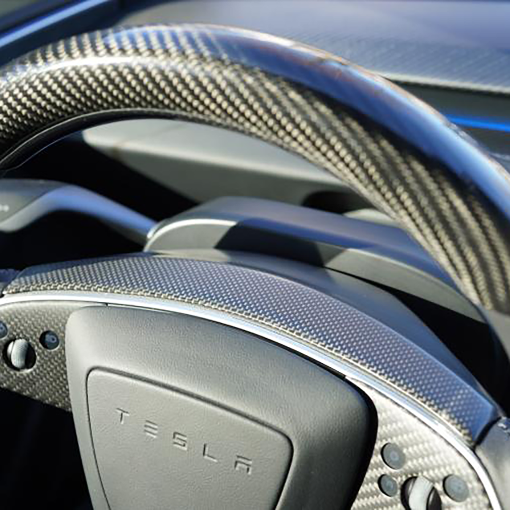 Premium Real Carbon Fiber Steering Wheel Trim Cover for 2024+ Tesla Model 3 Highland & 2025+ Model Y Juniper - 1x1 Plain Weave & 2x2 Twill Weave Options - Enhance Interior Style & Grip for Daily Driving & Performance