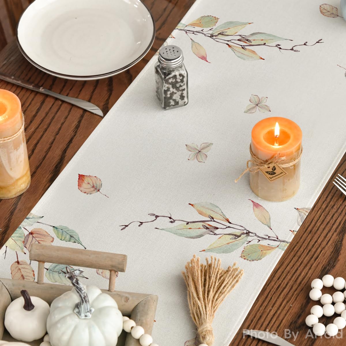 Artoid Mode Pumpkins Truck Leaves Fall Table Runner - 13x108 Inch Seasonal Autumn Kitchen & Dining Table Decoration for Home, Thanksgiving & Halloween Party Decor | Perfect for Farmhouse, Rustic & Cozy Home Décor