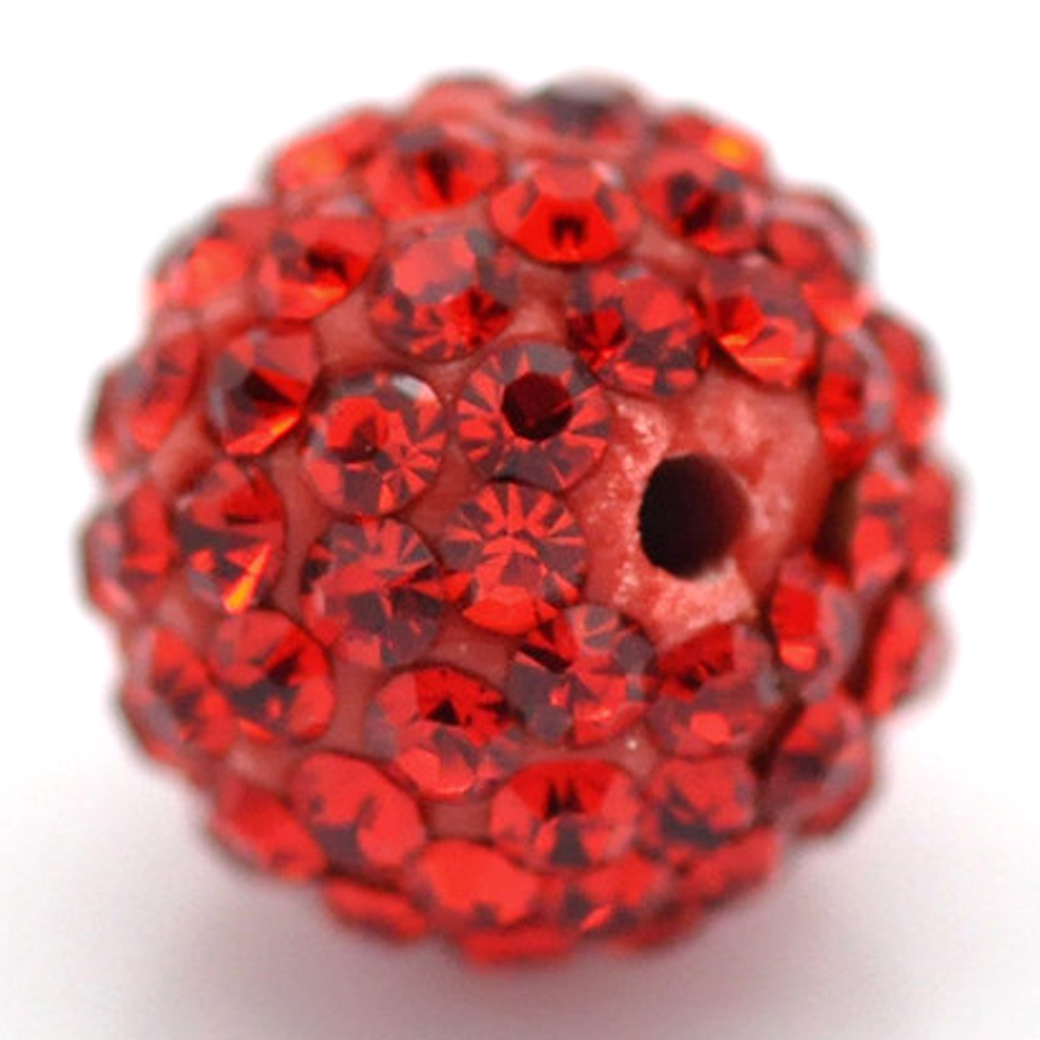 RUBYCA 100pcs 12mm Pave Czech Crystal Disco Ball Clay Beads for Shamballa Bracelet Making - Light Siam Red Sparkling Beads for DIY Jewelry, Boho Crafts & Party Decorations