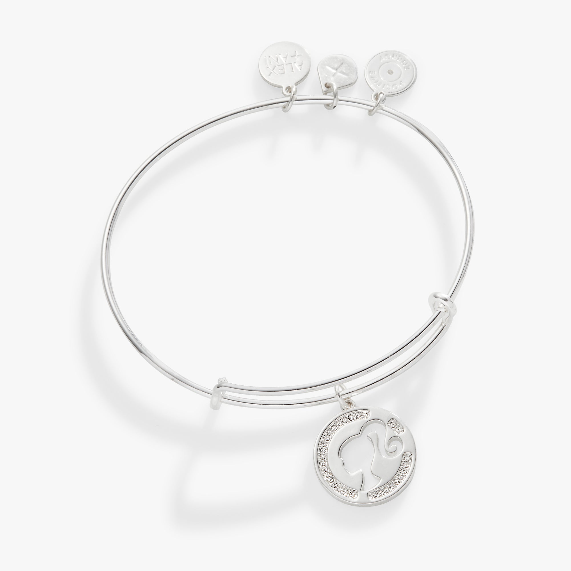 Barbie™ Silhouette Pave Charm Bangle - Elegant Fashion Jewelry for Women & Girls | Perfect for Birthday Gifts, Party Accessories & Everyday Wear