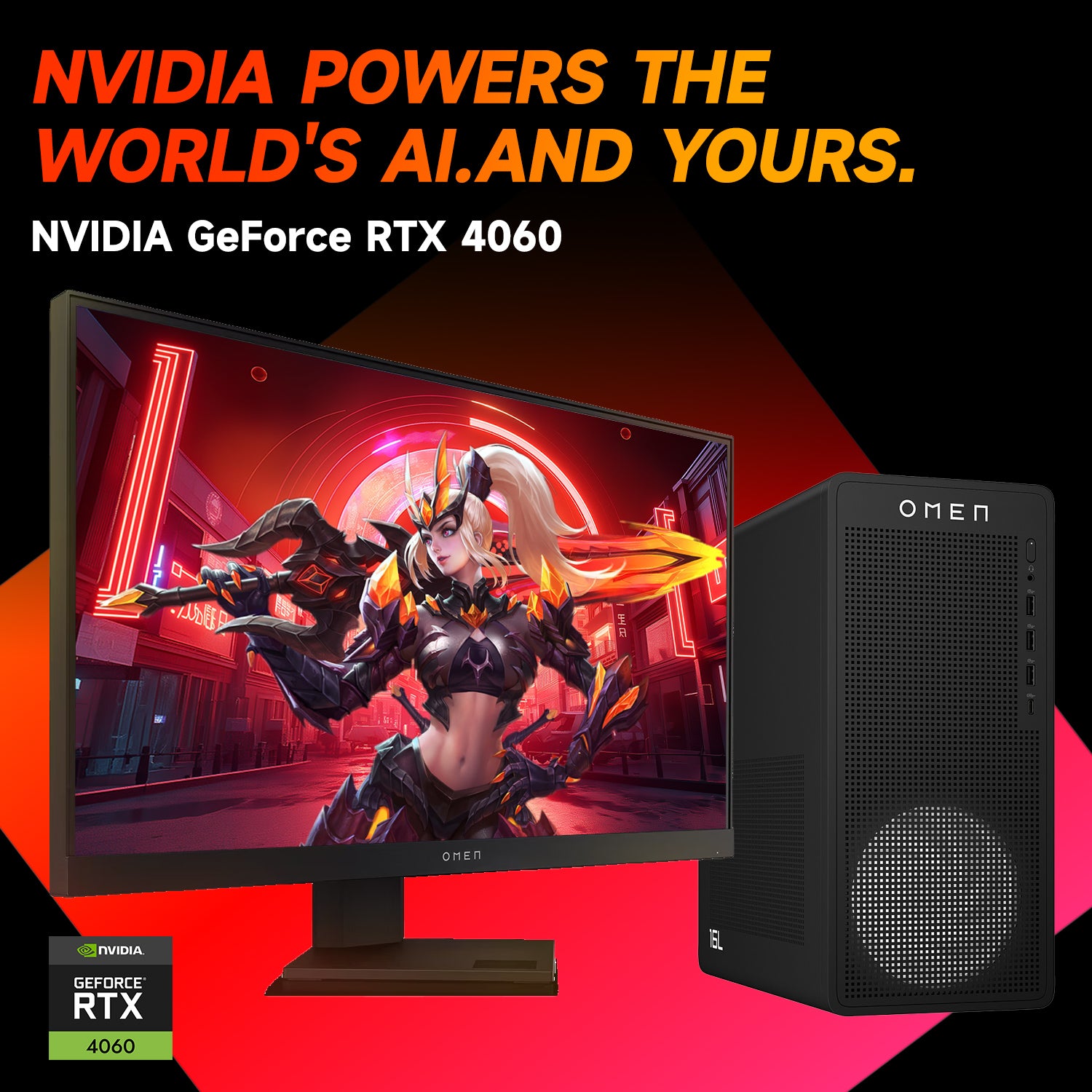 HP Omen 16L Gaming Desktop PC - Intel Core i7, 8GB RAM, NVIDIA GeForce RTX 4060, 512GB SSD, Windows 11 Home (Black) - Perfect for High-Performance Gaming, Streaming & Content Creation