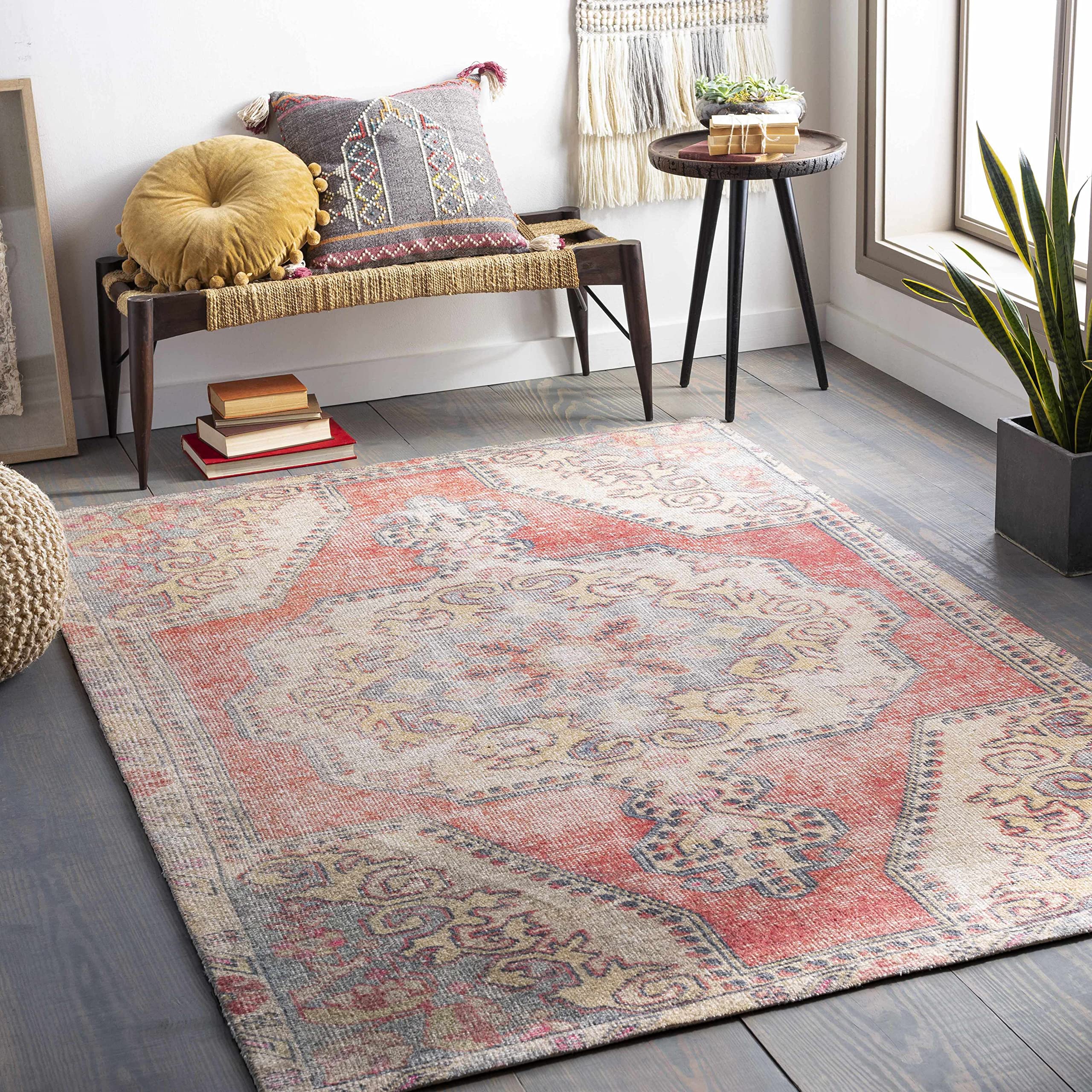 Premium Hauteloom Pentagon Area Rug for Living Room & Bedroom - Traditional Gray & Beige - 8'6