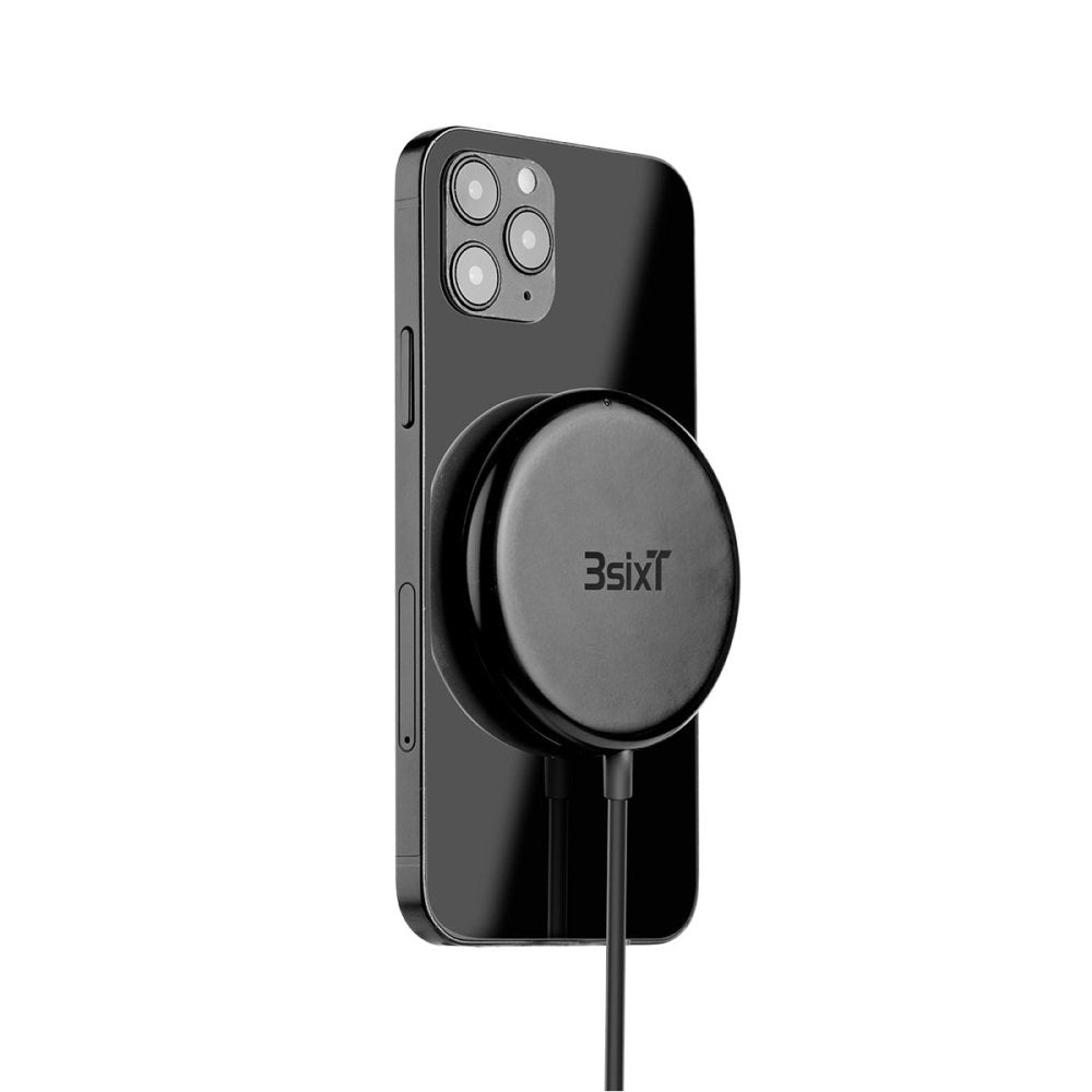 3sixT 15W Magnetic Wireless Charger - Fast Qi-Certified Charging for iPhone 12/13/14, Samsung Galaxy, AirPods - Perfect for Home, Office & Car Use