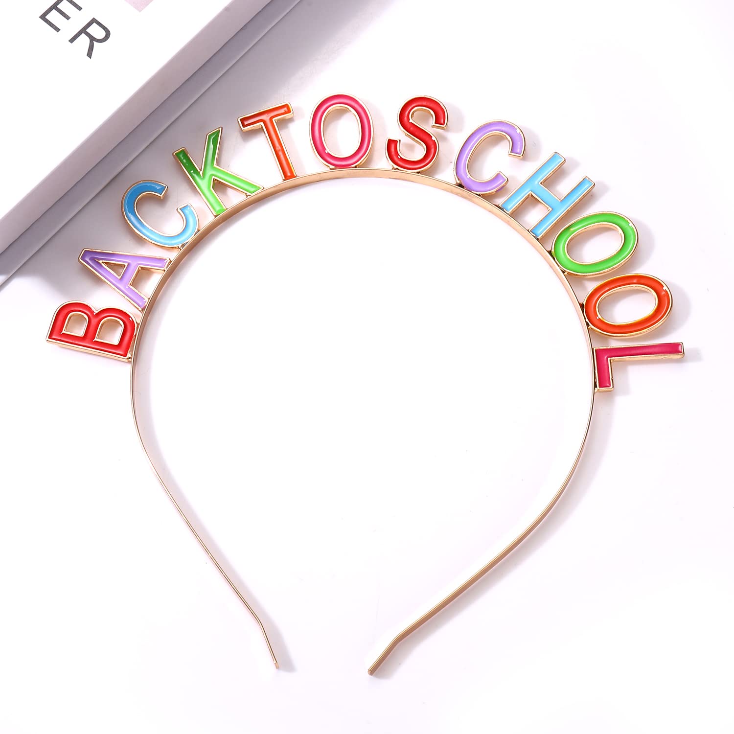 Colorful Enamel Letter Tiara Headband for Women & Girls - Teacher Appreciation Day, Back to School Party Hair Accessory | Perfect for Classrooms, School Events & Holiday Celebrations