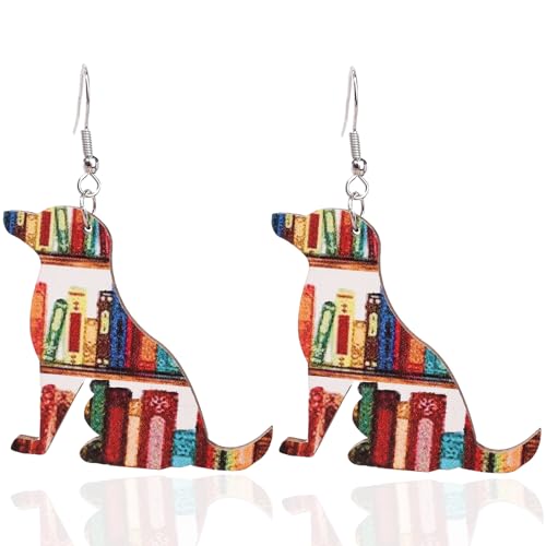 Wooden Dog Book Earring