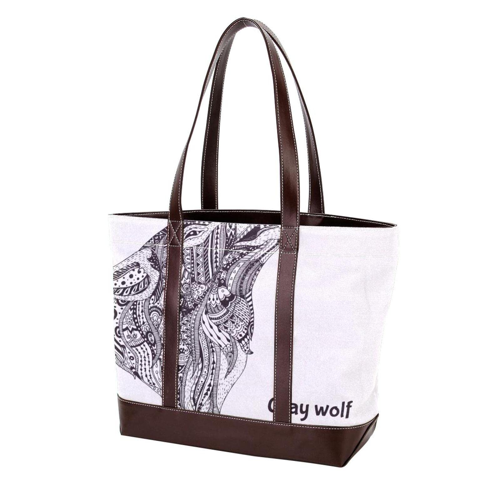 Stylish Large Leather Canvas Tote Bags for Women - Fashionable Top Handle Shoulder Satchel Hobo Purse with Cute Cartoon Illustration | Perfect for Work, Shopping & Travel Accessories