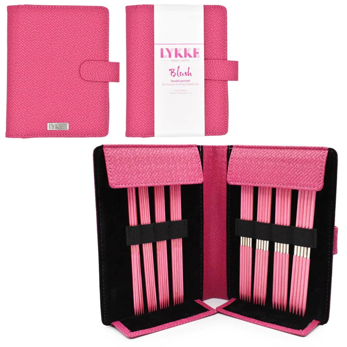 Lykke Blush Double Pointed Knitting Needles Set - US Size 0-5 for Socks & Gloves - Magento Basketweave Pouch Gift for Knitters | Perfect for DIY Craft Projects & Handmade Gifts