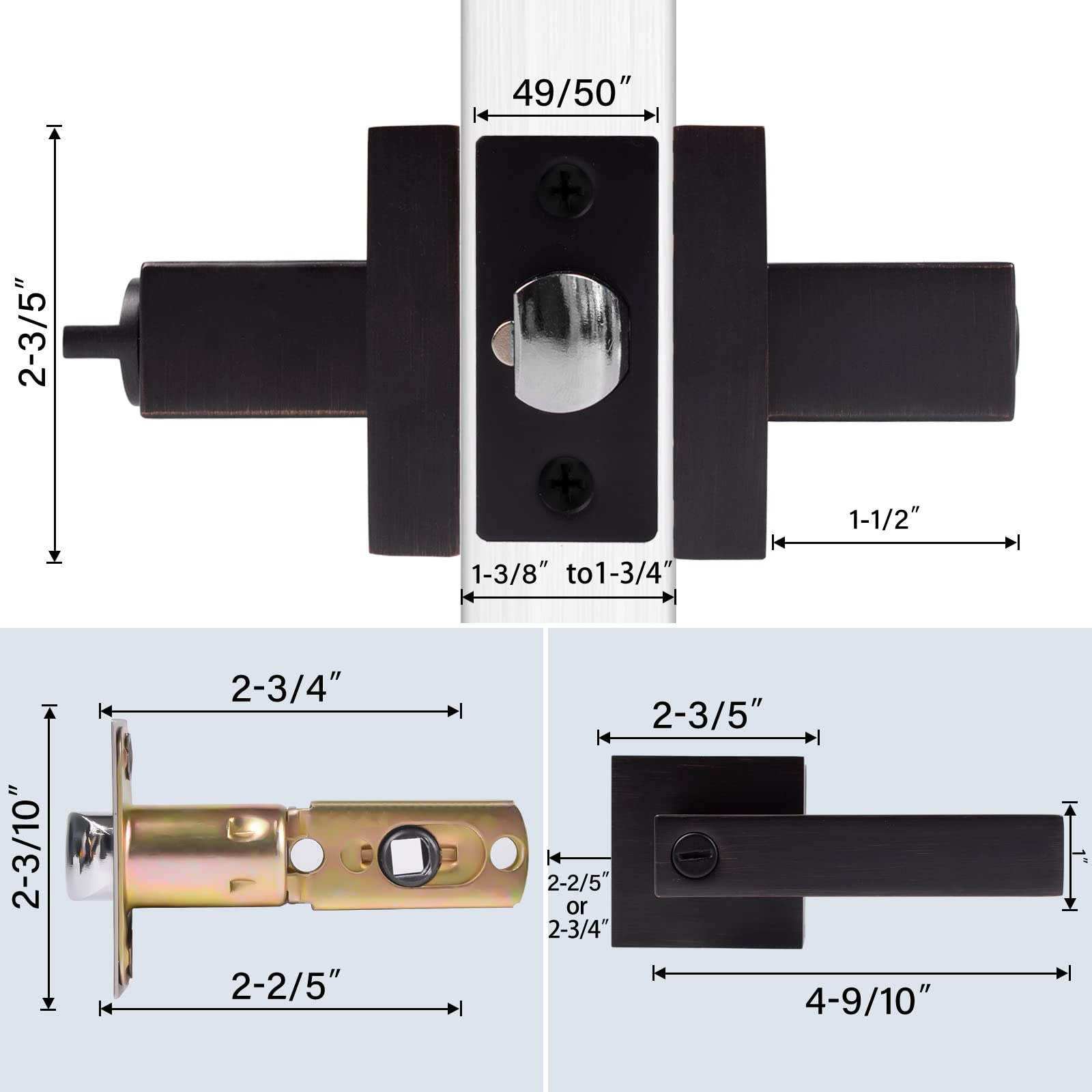 Heavy Duty Zinc Alloy Bedroom Door Lock with Brushed Bronze Finish - Privacy Lever Handle for Interior Doors (10-Pack) - Perfect for Homes, Apartments, and Office Privacy Security