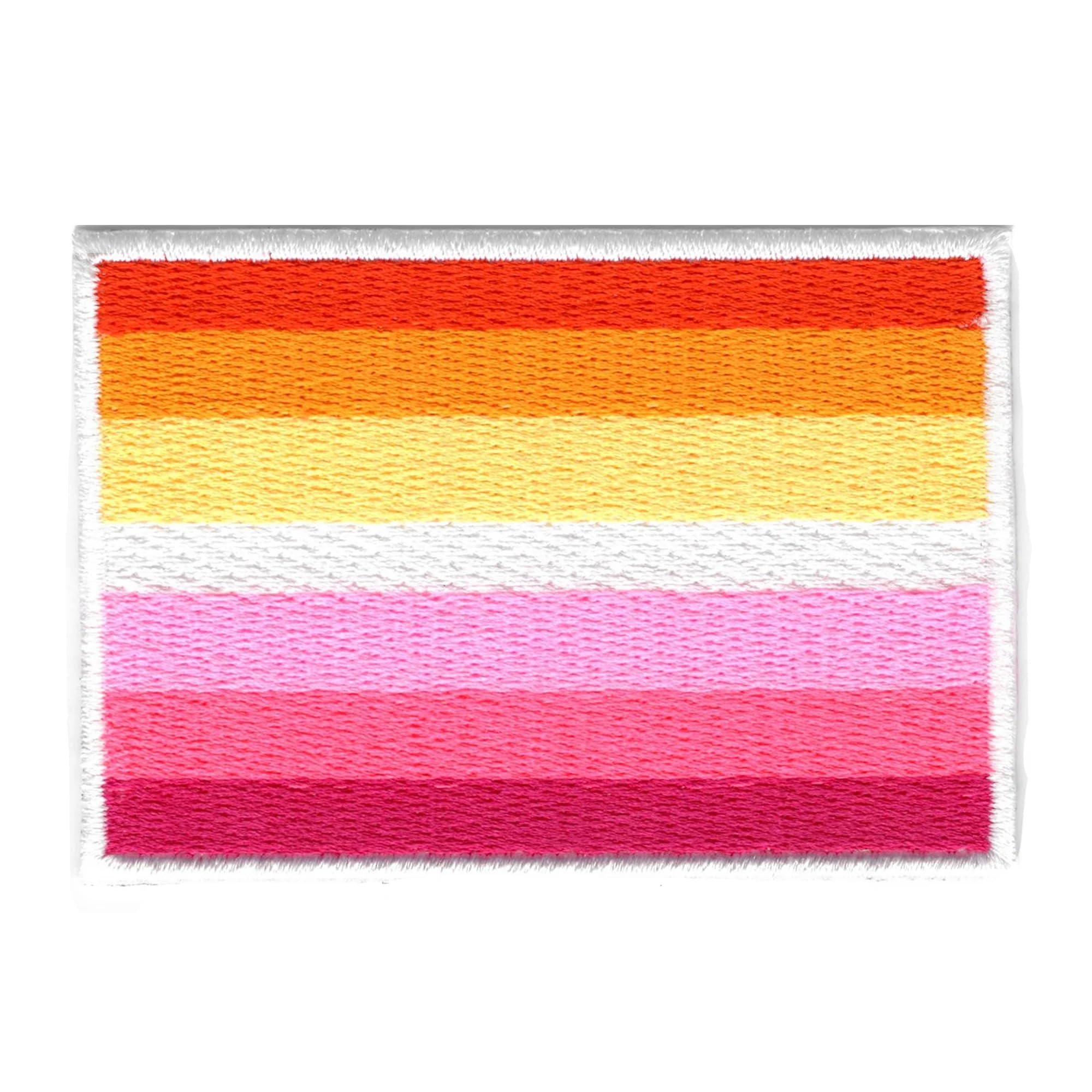 Lesbian Pride Flag Patch - LGBTQ+ Embroidered Iron On Sewing Applique for Jackets, Bags & DIY Crafts - Rainbow Lesbian Symbol for Backpacks, Denim & Pride Accessories