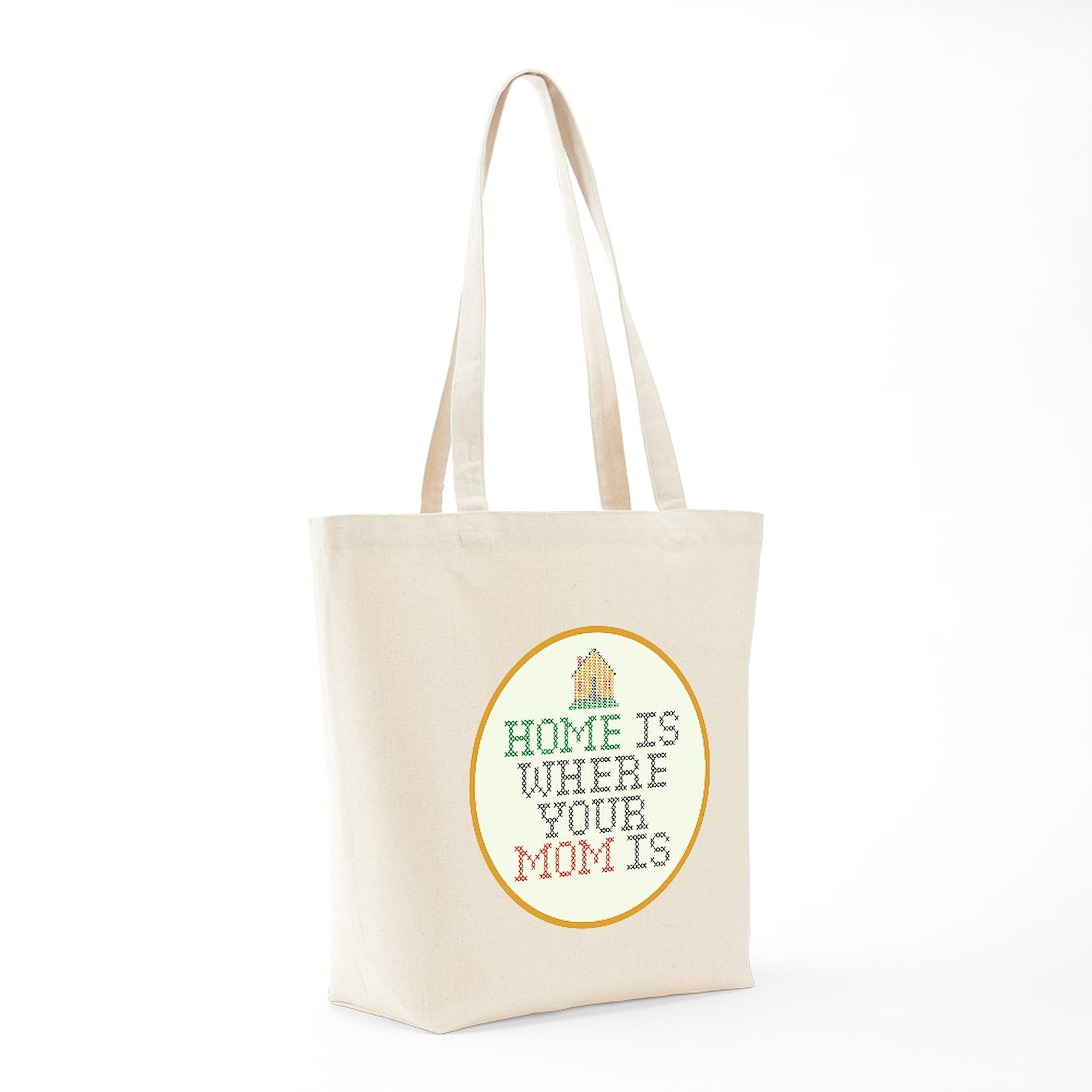 Home Is Where Your Mom Is Tote Bag - Natural Canvas Reusable Grocery Shopping Bag - Eco-Friendly Mother's Day Gift for Women - Perfect for Groceries, Beach Trips & Daily Use