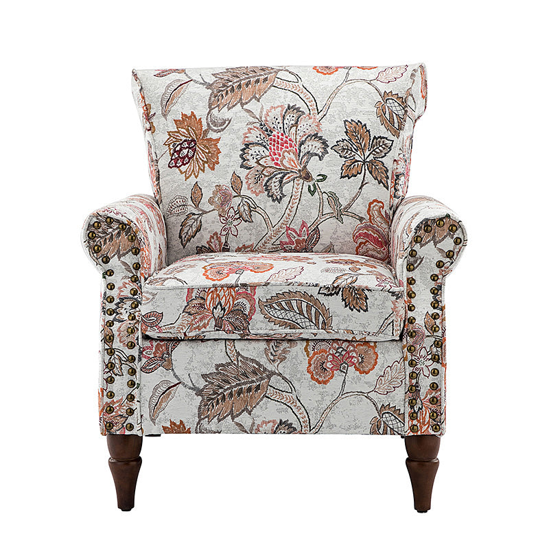 Artemisa Modern Floral Pattern Upholstered Armchair - Comfortable Living Room Accent Chair for Home Office & Lounge Decor