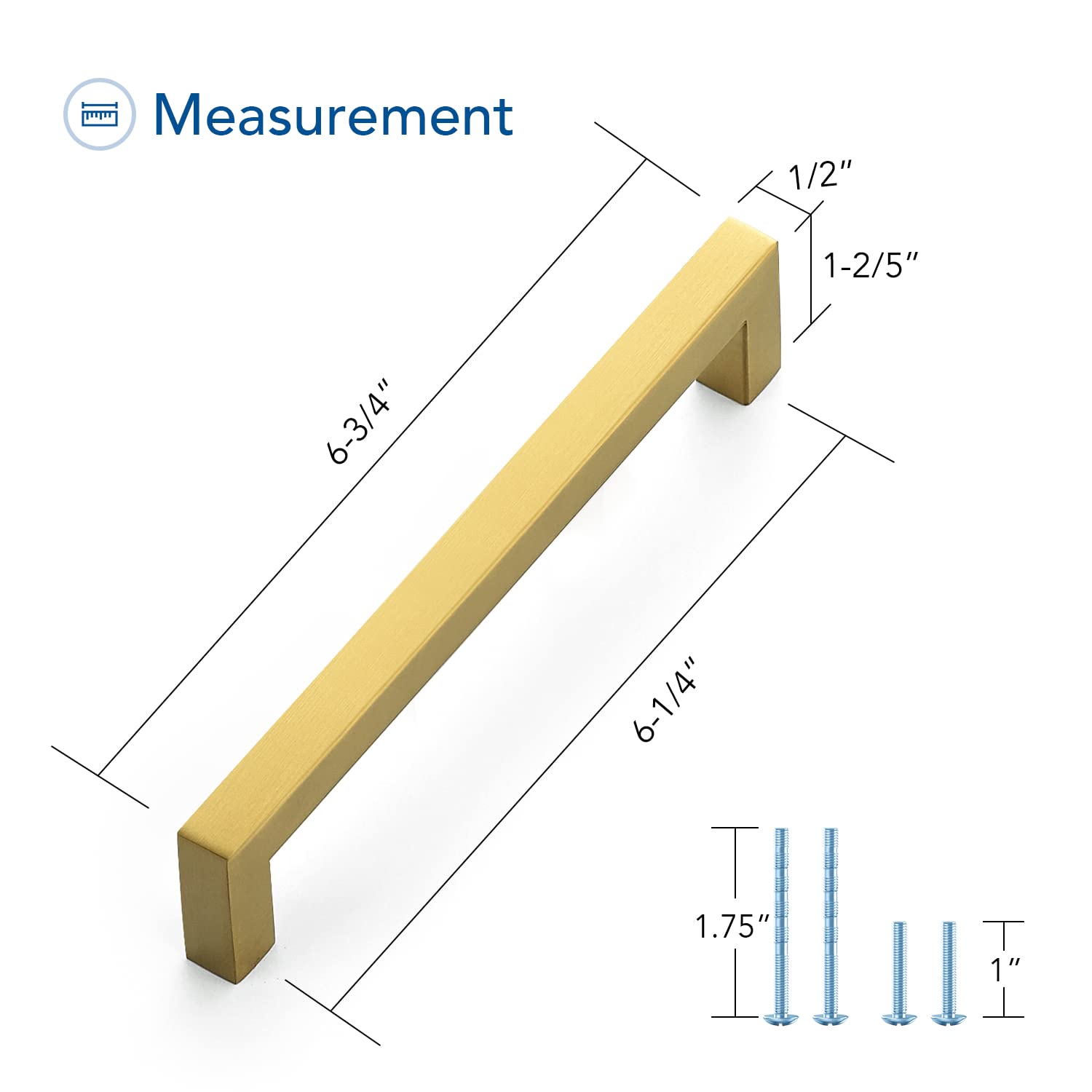 Ravinte 10 Pack 6-1/4 Inch Square Cabinet Pulls - Brushed Brass Kitchen Cabinet Handles & Gold Drawer Pulls with Screwdriver - Perfect for Modern Kitchens, Bathrooms & Furniture Upgrades