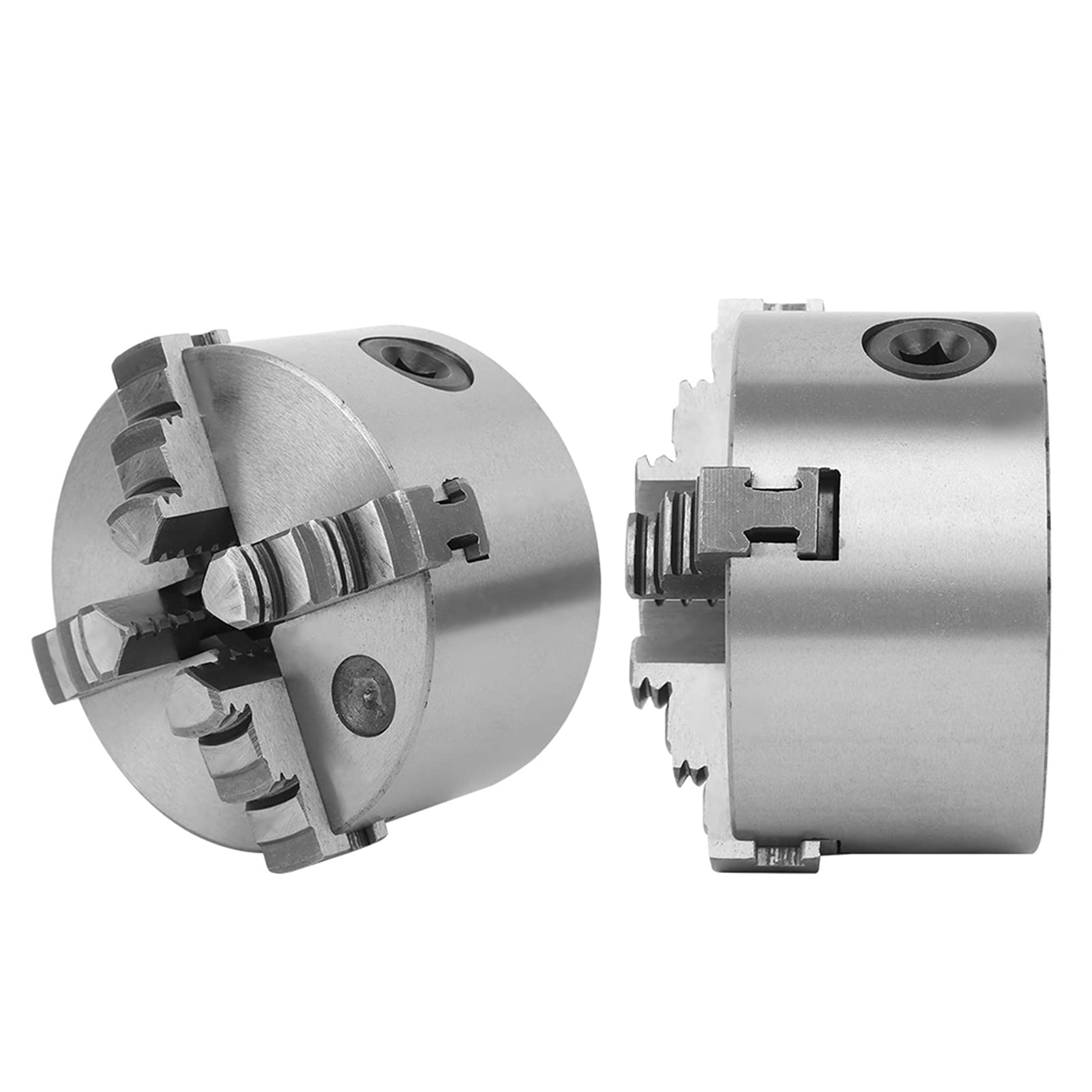 4 Jaw Self Centering Lathe Chuck 100mm (3.9in) Clamping Range - Heavy Duty Metal Lathe Chuck with Wrench for CNC Router, Turning & Milling Machines - Perfect for Metalworking, Woodworking & DIY Projects