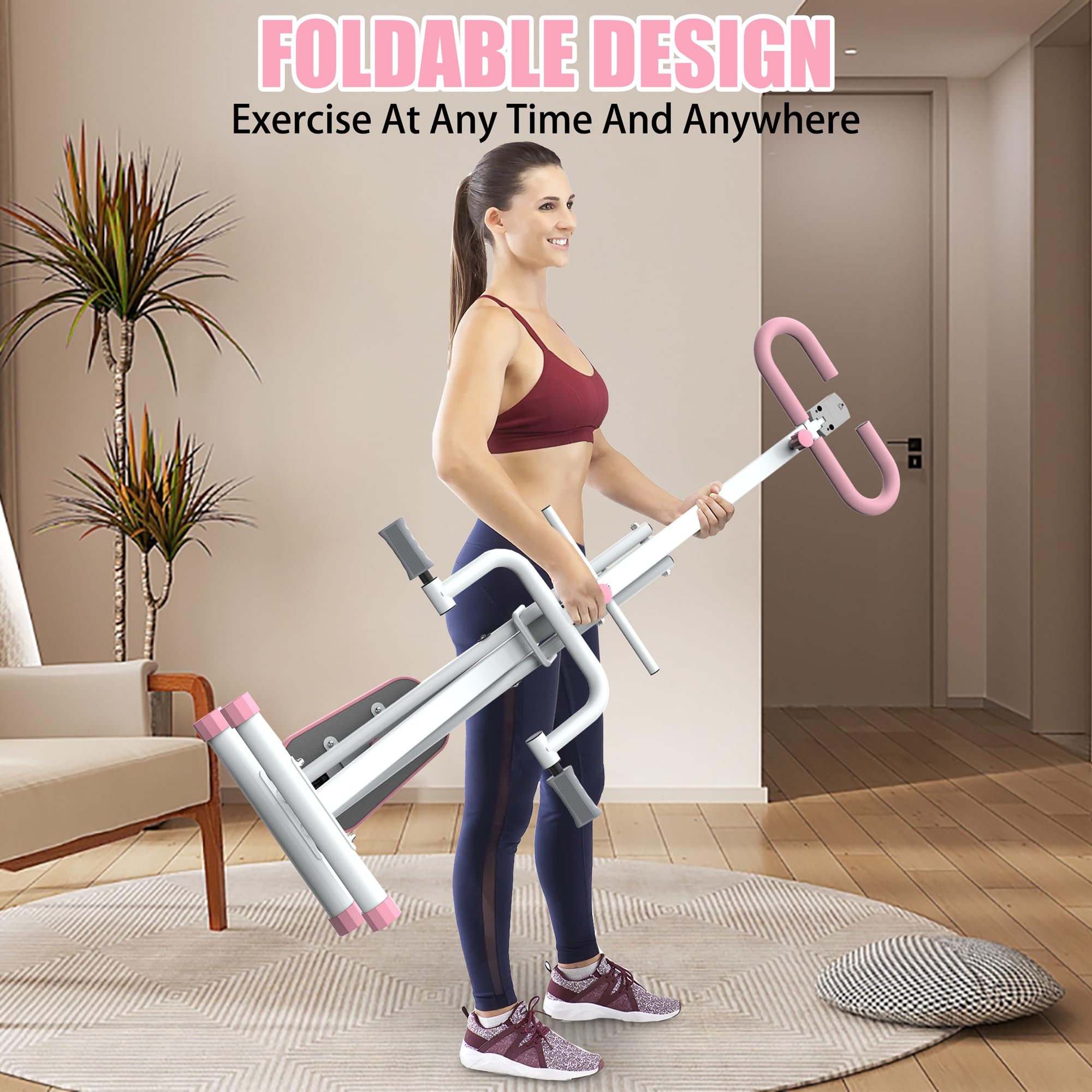 Adjustable Squat Machine for Home Gym - Row-N-Ride Squat Trainer with Resistance Bands for Glutes, Abs, Back & Legs Workout - Perfect for Strength Training & Toning at Home