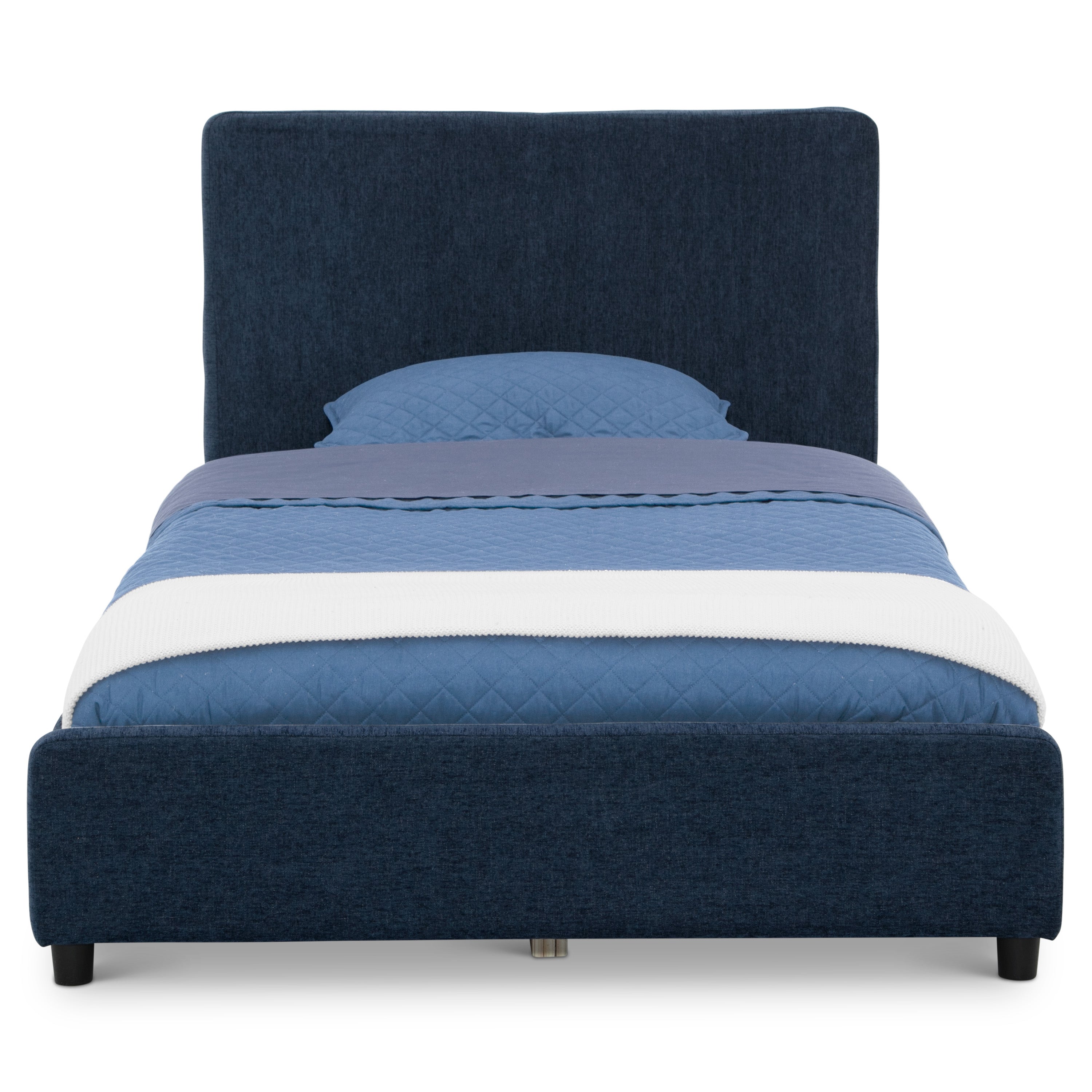 Upholstered Twin Bed with Headboard - Soft Fabric Bed Frame for Kids & Teens - Perfect for Bedrooms, Dorms & Guest Rooms