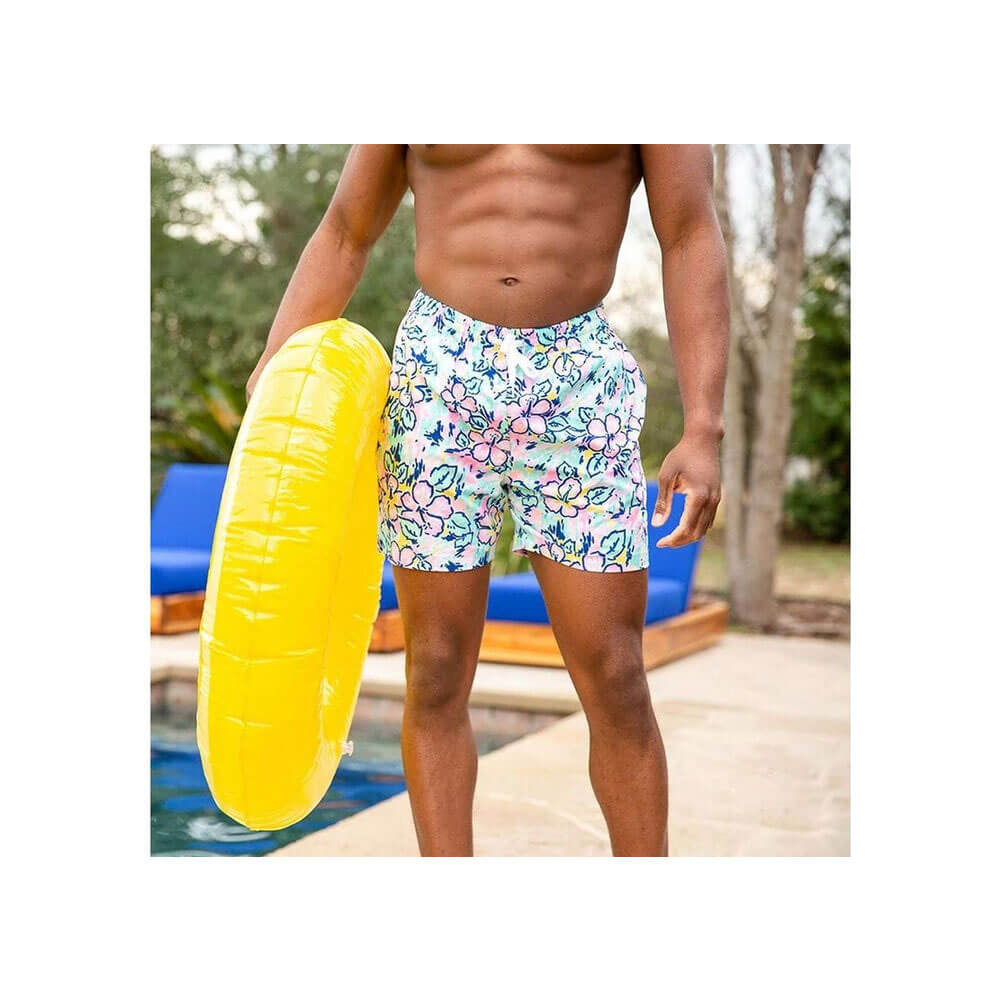 Chubbies 5.5 Inch Vacation Blooms Swim Trunks for Men - Light Pastel Mint Floral Print Swim Shorts - Perfect for Beach, Pool, and Summer Vacations