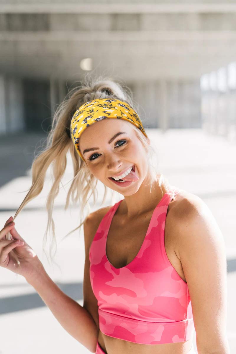 Huachi Women's Boho Floral Print Headbands - 6 Pack Non-Slip Hairbands for Workout, Yoga, Exercise & Summer Fashion | Perfect for Gym, Running, Tennis & Outdoor Activities