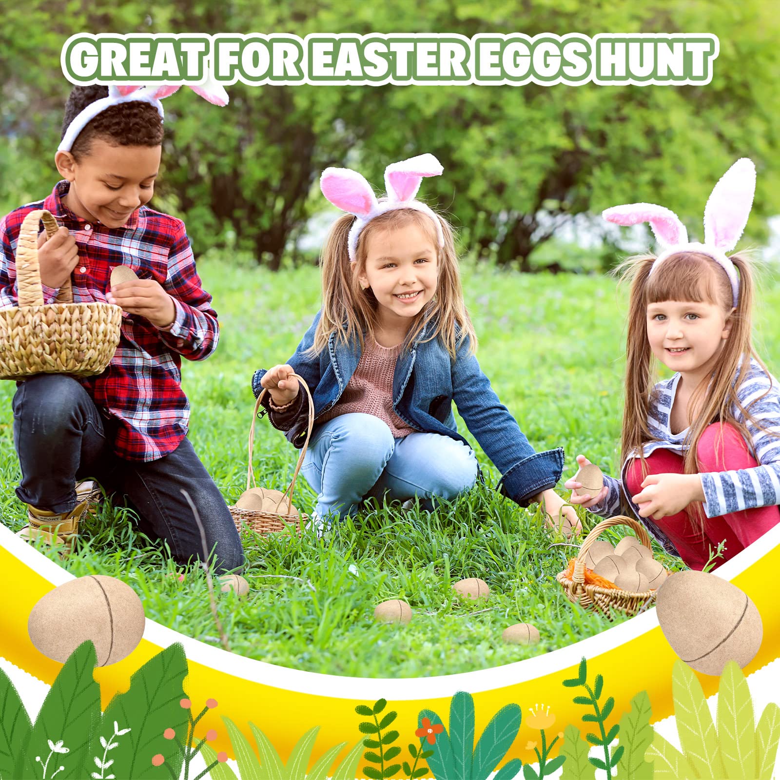 100 Pieces DIY Paper Mache Easter Eggs Bulk - 2.95 Inches Brown Hollow Craft Eggs for Easter Decorations, Spring Party Favors, Classroom Projects & Home DIY Crafts
