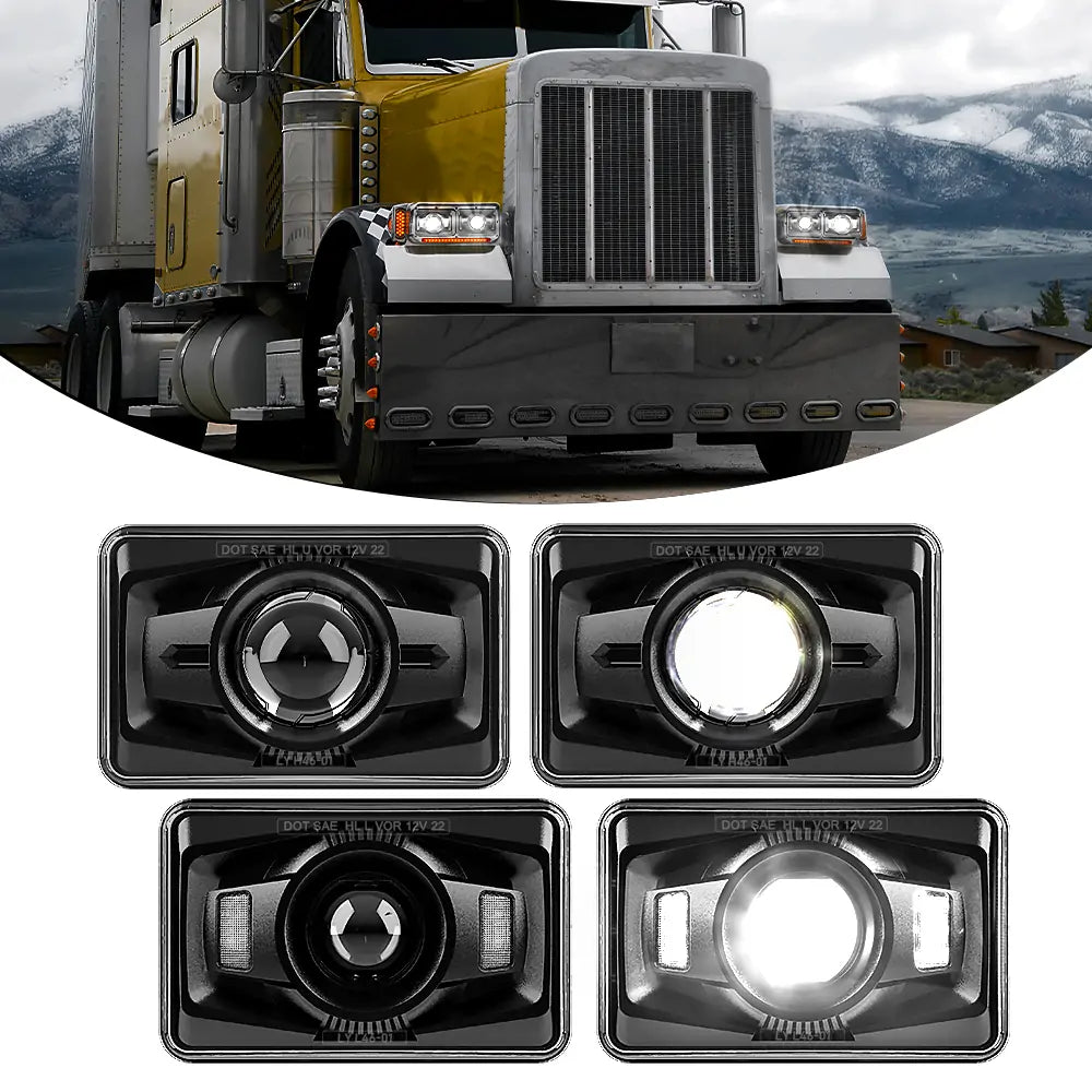 4x6 LED Headlights for Chevrolet Silverado, Ford F150, GMC Sierra, Dodge Ram - Hi/Low Beam Conversion Kit (4 Pack) - Upgrade for Night Driving & Off-Road Adventures
