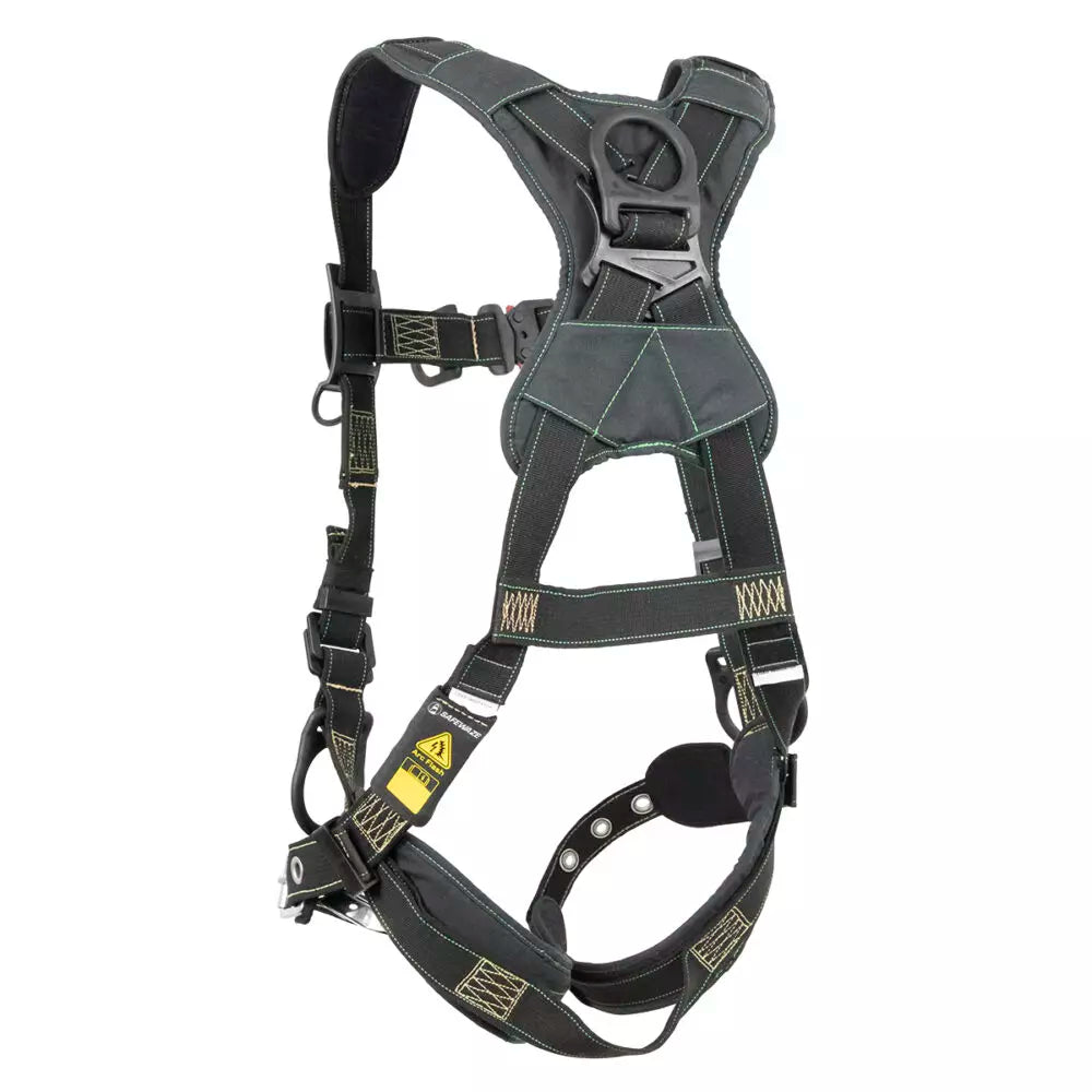 Arc Flash Full Body Harness with DE 3D, DE QC Chest, DE FD & TB Legs - Heavy Duty Fall Protection for Construction, Roofing & Industrial Work Safety