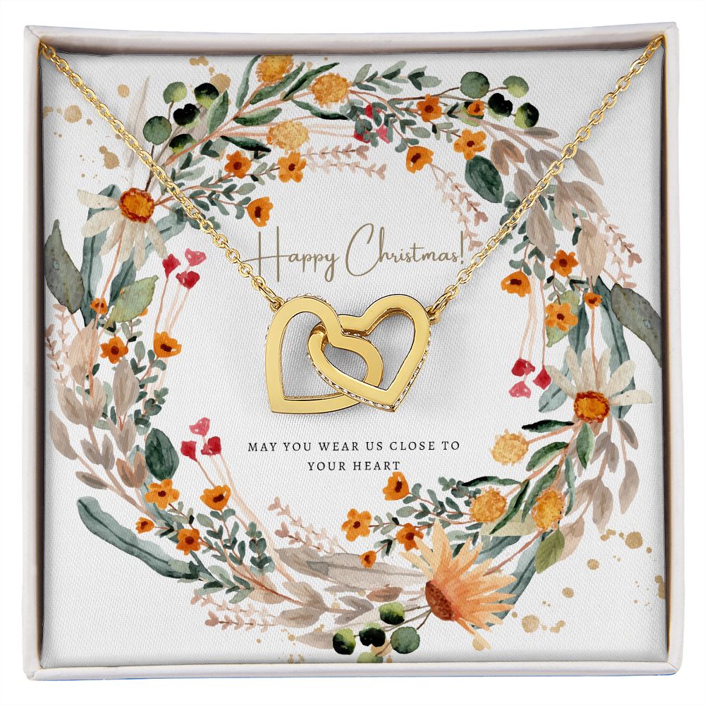 Interlocking Hearts Christmas Jewelry Gifts - Elegant Holiday Necklace for Women - Perfect for Christmas Parties, Gift Exchanges & Romantic Holiday Surprises