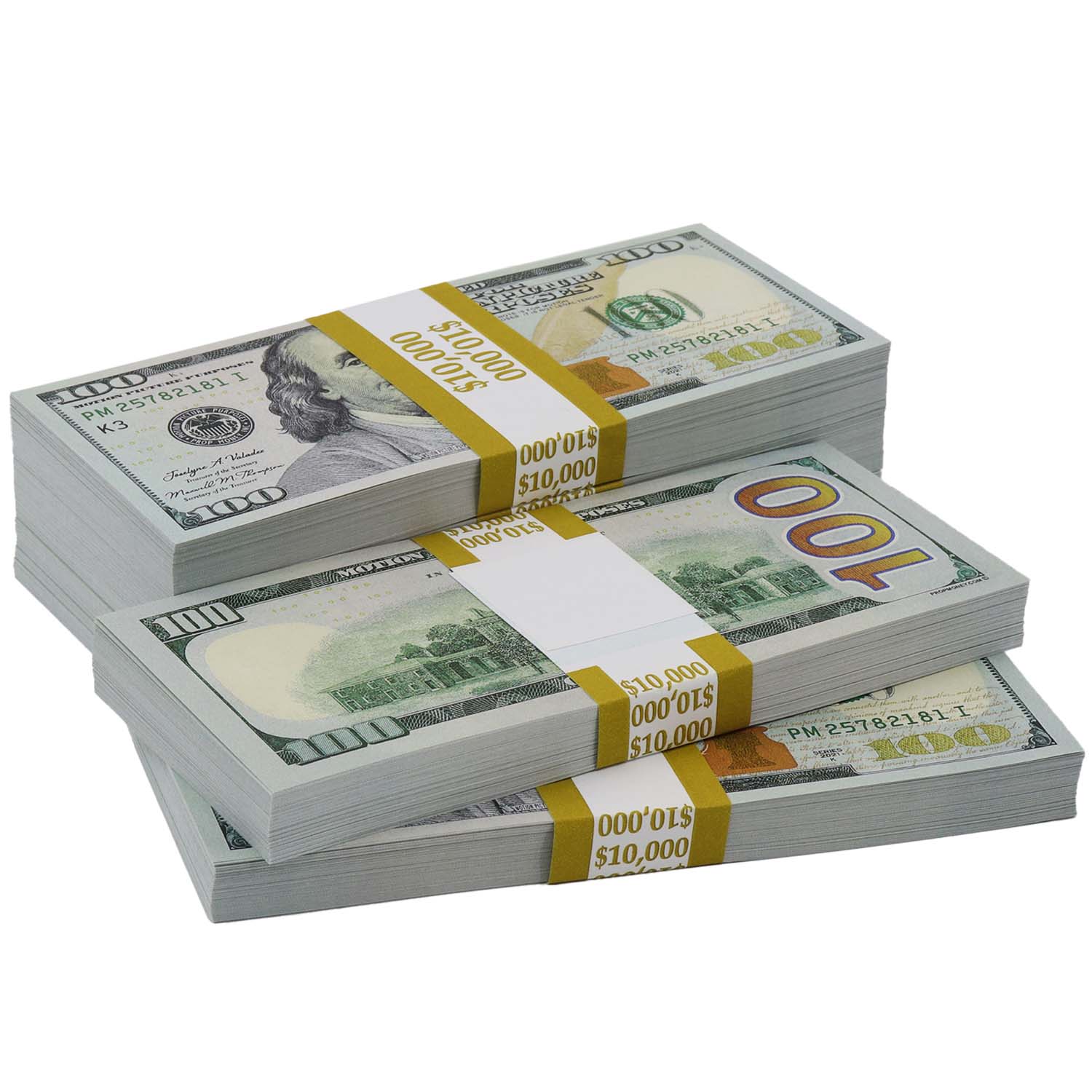 $50,000 Full Print New Series Stacks - Prop Money for Movies, Videos & Photography - Realistic Fake Cash for Film Sets, Social Media & Content Creation