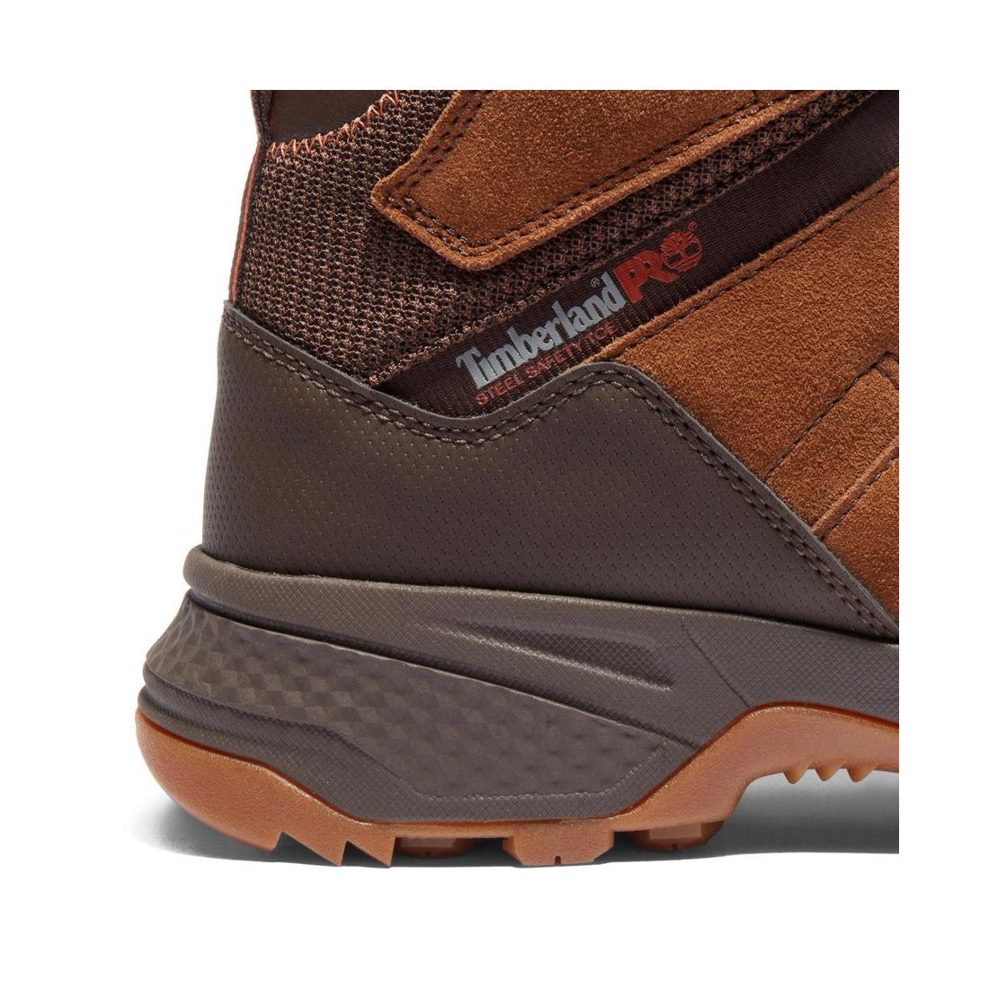 Switchback LT 6 Inch Steel Toe Work Boots for Men - Brown Safety Shoes for Construction, Warehouse & Outdoor Work - OSHA Compliant Work Boots
