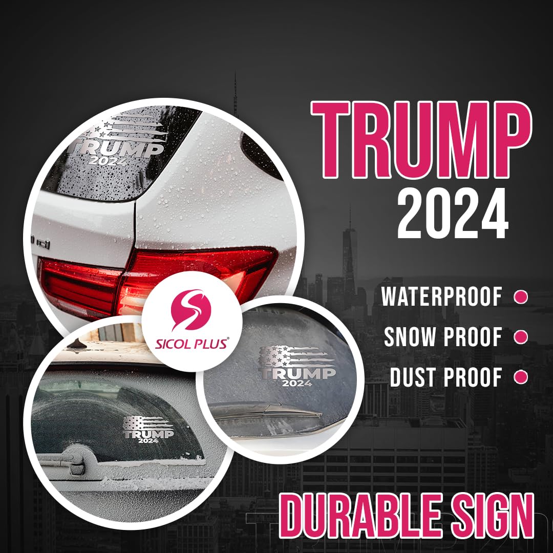 Trump 2024 Stickers - Pack of 2 Patriotic Decals | 'Make America Great Again' & 'Take America Back' Flags | High-Quality Reflective Vinyl (10