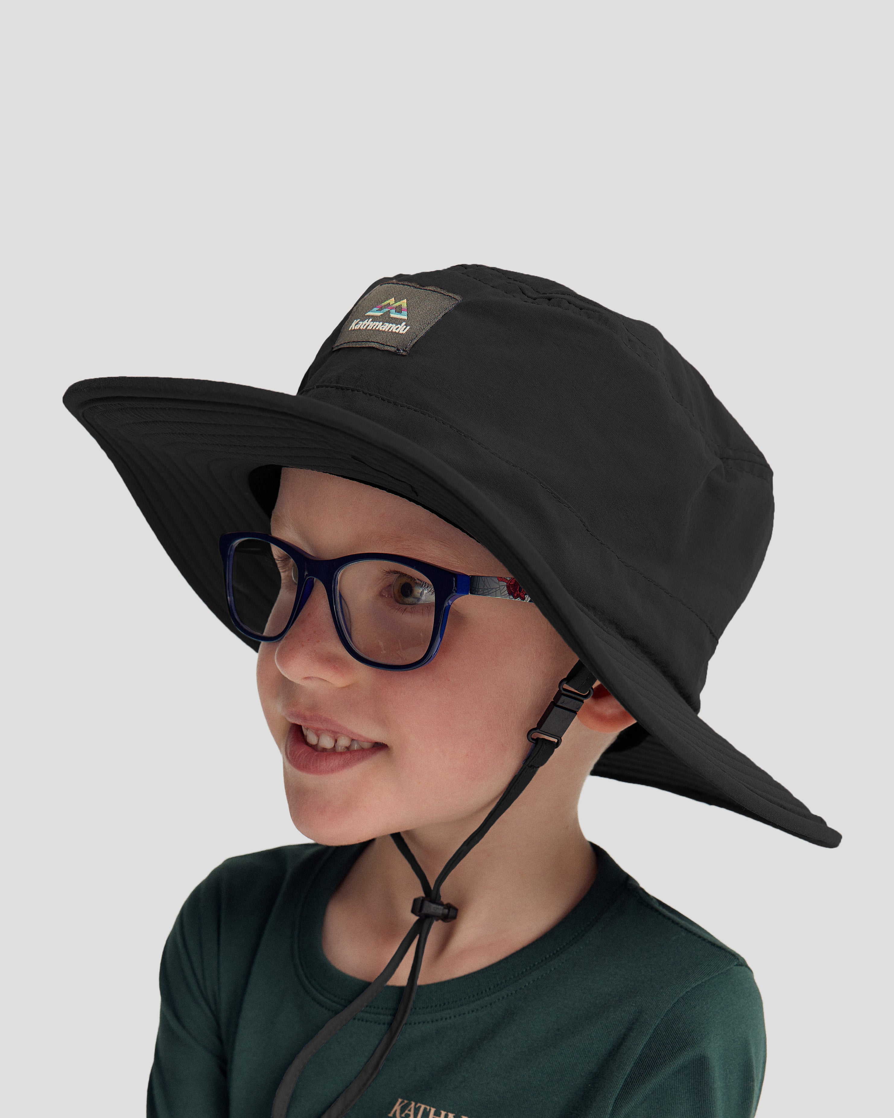 UPF 50+ Kids' Sun Protection Wide Brim Hat - Black - Perfect for Beach, Outdoor Play & Summer Activities