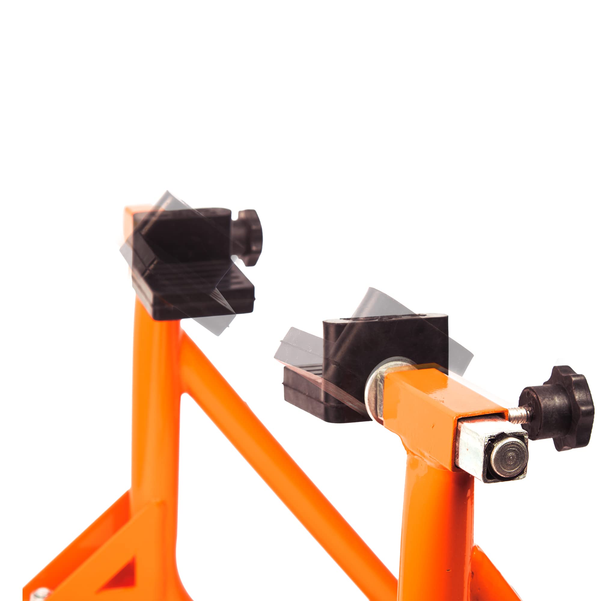 Universal Adjustable Motorcycle Rear Paddock Stand with Swingarm Rest - 360° Rotatable, Supports Up to 500 lbs (226 kg) - Black & Orange - Perfect for Bike Maintenance, Storage & Transport