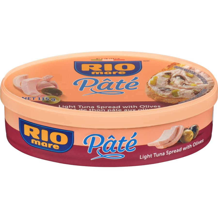 Rio Mare Light Tuna Pâté with Black Olives - 115g Can - Premium Tuna Spread for Crackers, Sandwiches, Toast & Appetizers - Perfect for Picnics, Lunch Boxes & Quick Snacks