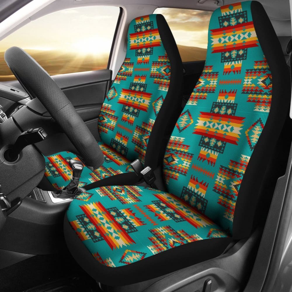 Premium Blue Pattern Native Car Seat Covers - Universal Fit for Cars, Trucks & SUVs - Durable & Stylish Protection for Road Trips & Daily Commutes