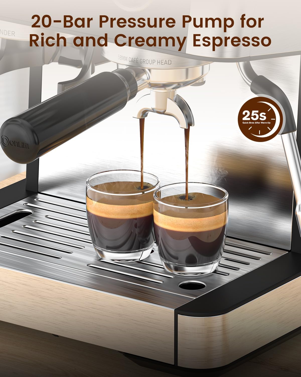 Premium 20 Bar Espresso Machine with Built-in Grinder & Milk Frother Steam Wand - Perfect for Home Baristas & Coffee Lovers (Ideal for Lattes, Cappuccinos & Espresso Drinks)