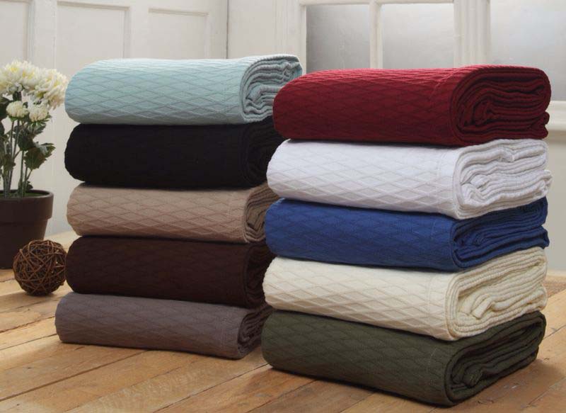 Premium Cotton All-Season Diamond Pattern Bed Blanket & Sofa Throw - Soft Cozy Blanket for Bedroom, Living Room, Travel and Gift Giving