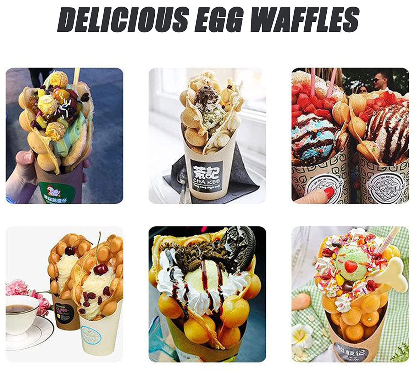 Commercial 1500W Electric Sandwich & Waffle Maker - Non-Stick Egg Bubble Waffle Iron for Breakfast, Brunch, and Snacks - Perfect for Restaurants, Cafes, and Home Use