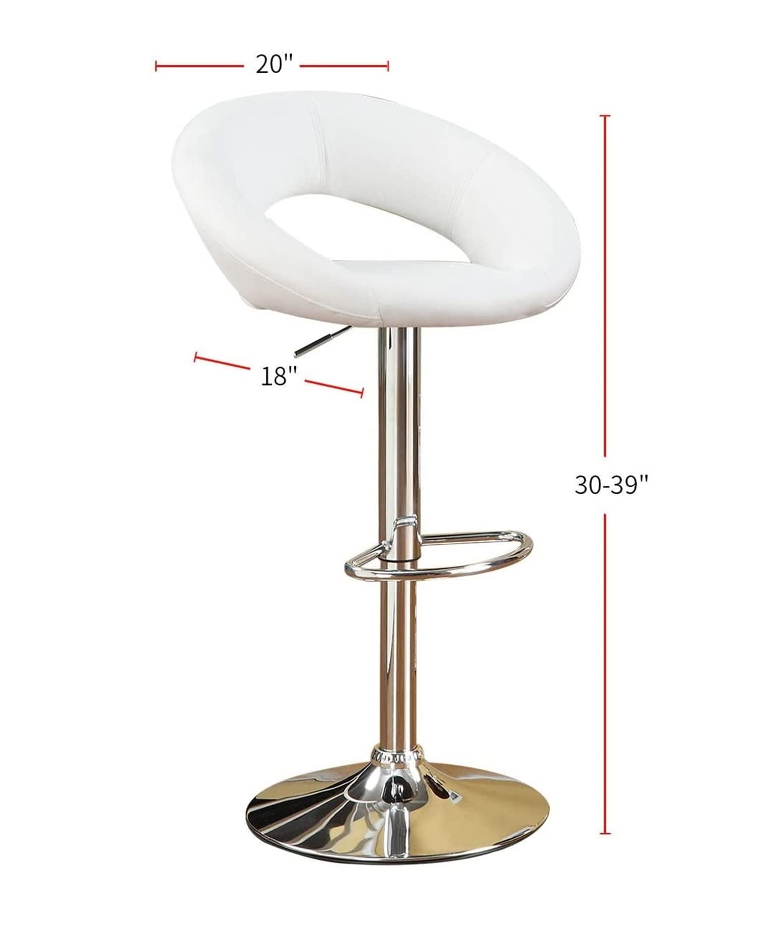 2 Pack Modern Swivel Bar Stools - Adjustable Height Faux Leather Counter Stools with Footrest & Open Back - White Upholstered Dining Chairs for Kitchen Island, Home Bar & Breakfast Nook - Perfect for Entertaining & Casual Dining