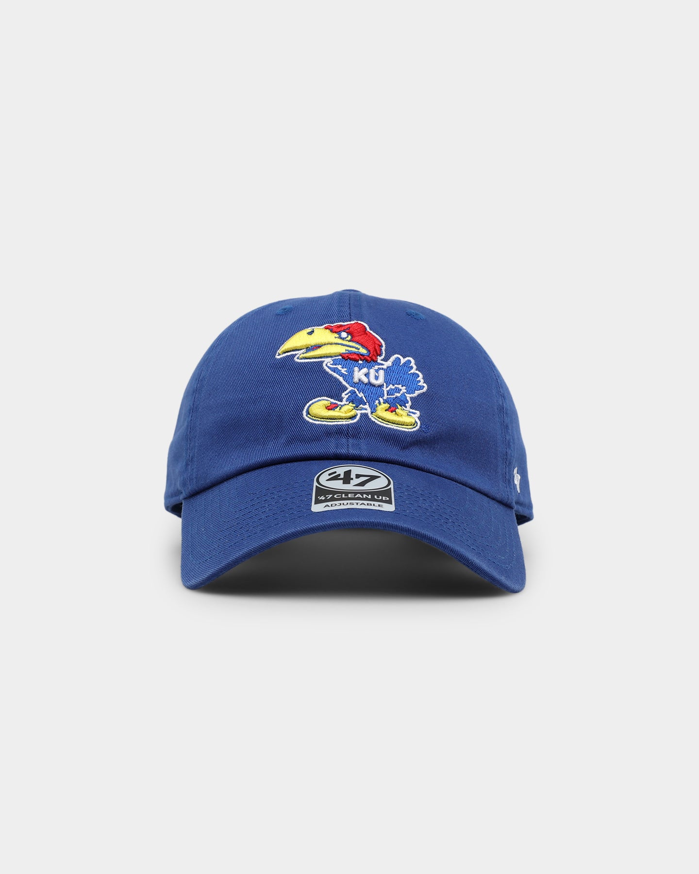 47 Brand Kansas Jayhawks '47 Clean Up Adjustable Strapback Hat - Royal Blue NCAA Fan Cap for Basketball Games & Casual Wear